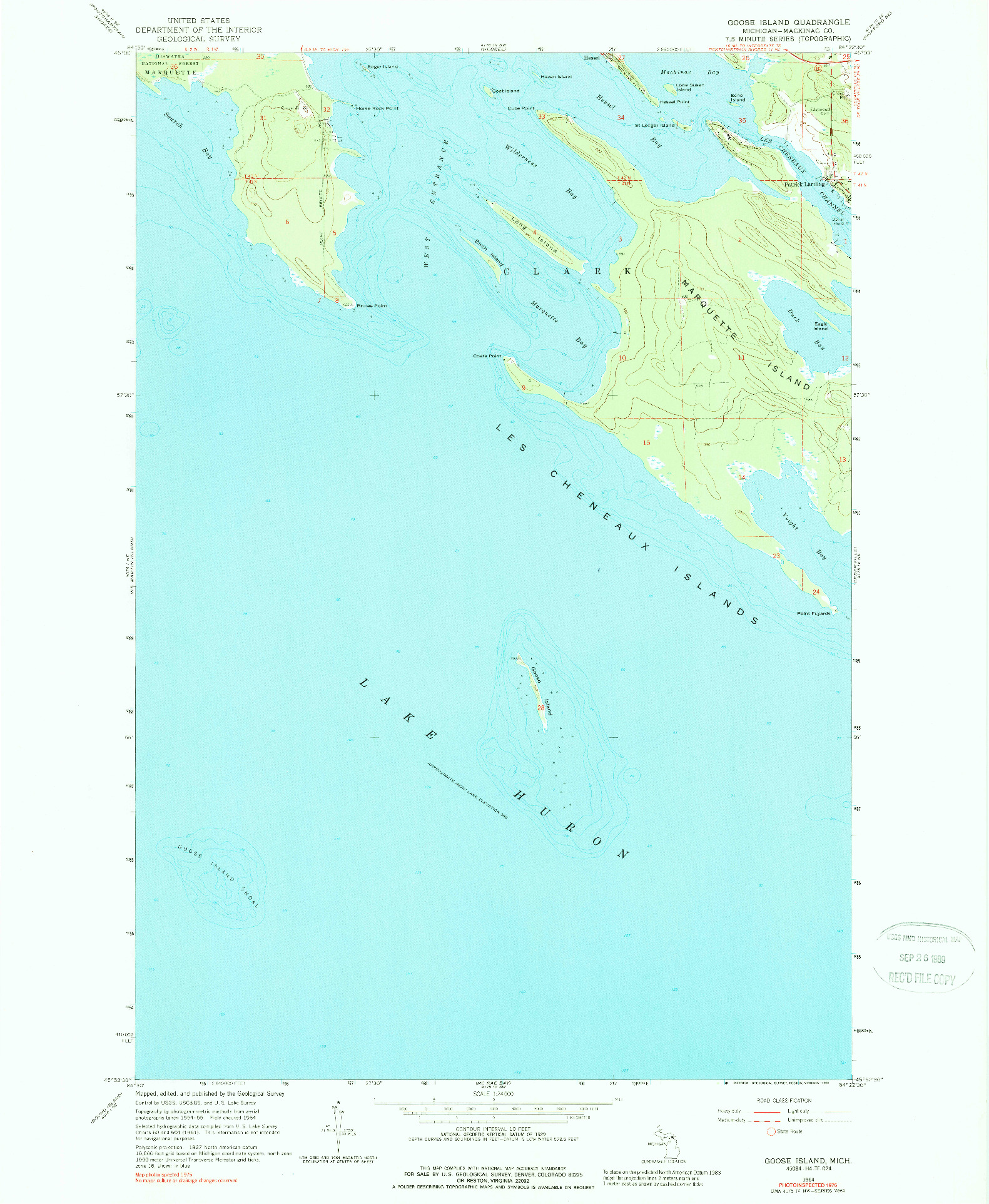 USGS 1:24000-SCALE QUADRANGLE FOR GOOSE ISLAND, MI 1964