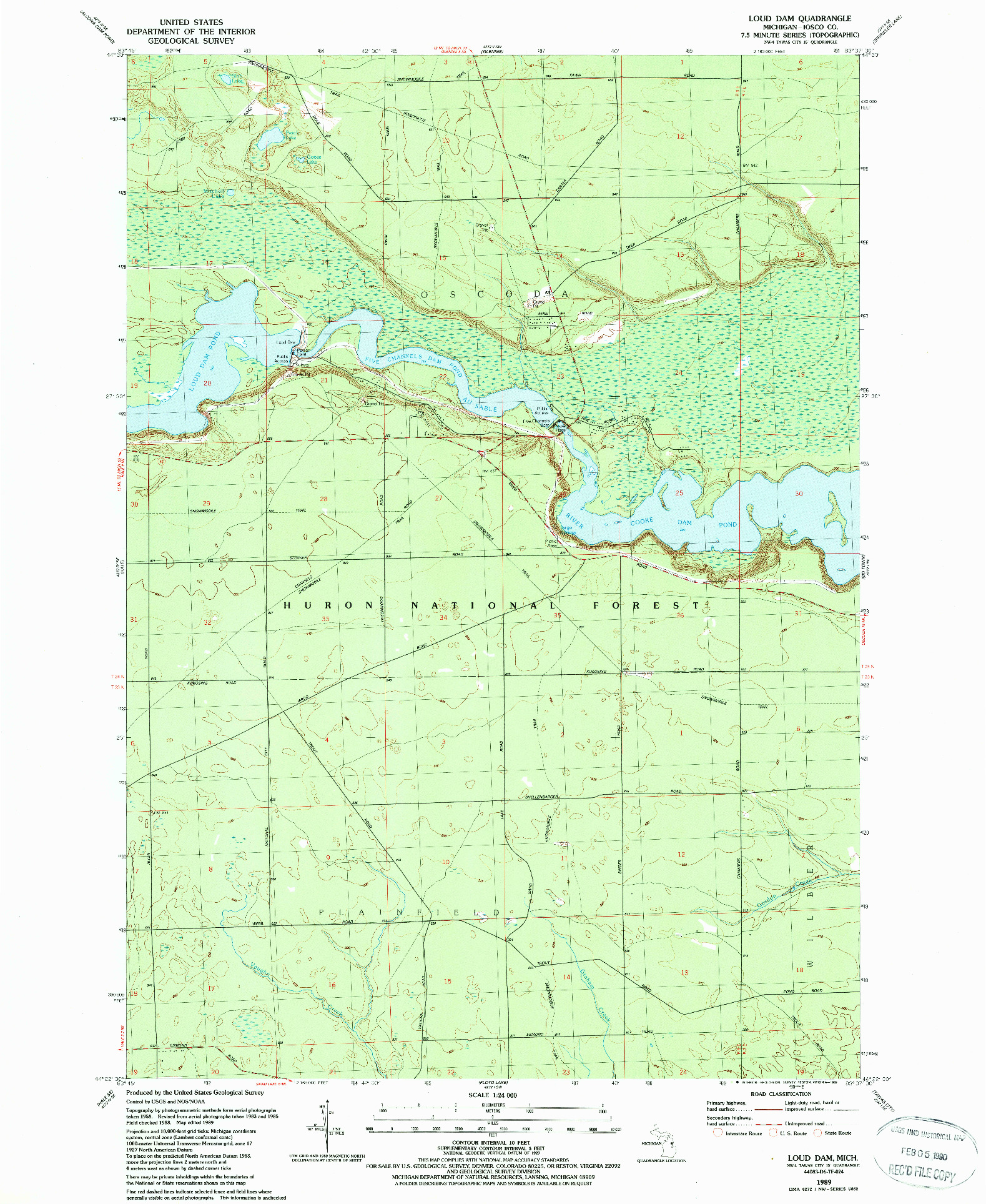 USGS 1:24000-SCALE QUADRANGLE FOR LOUD DAM, MI 1989