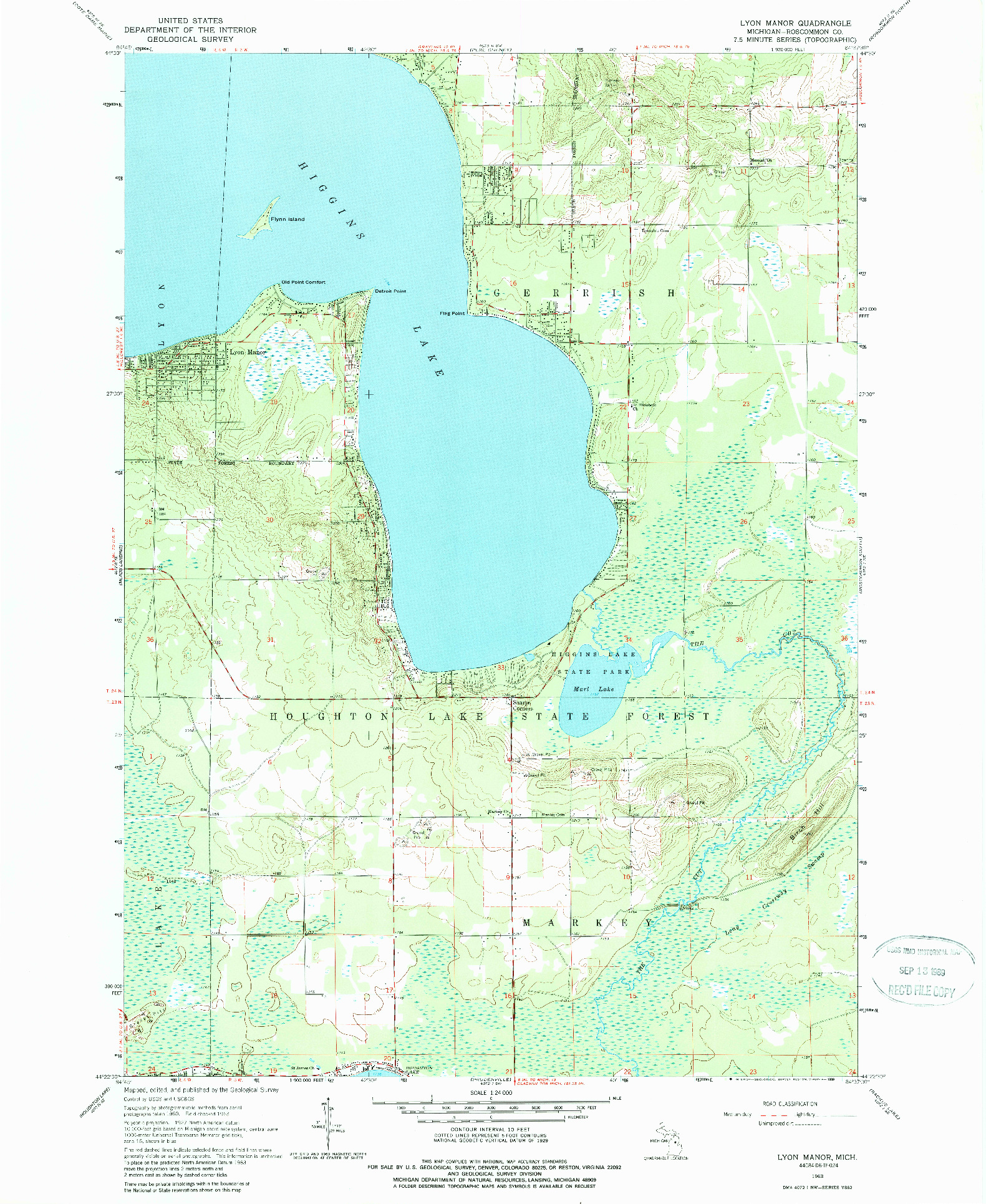 USGS 1:24000-SCALE QUADRANGLE FOR LYON MANOR, MI 1963