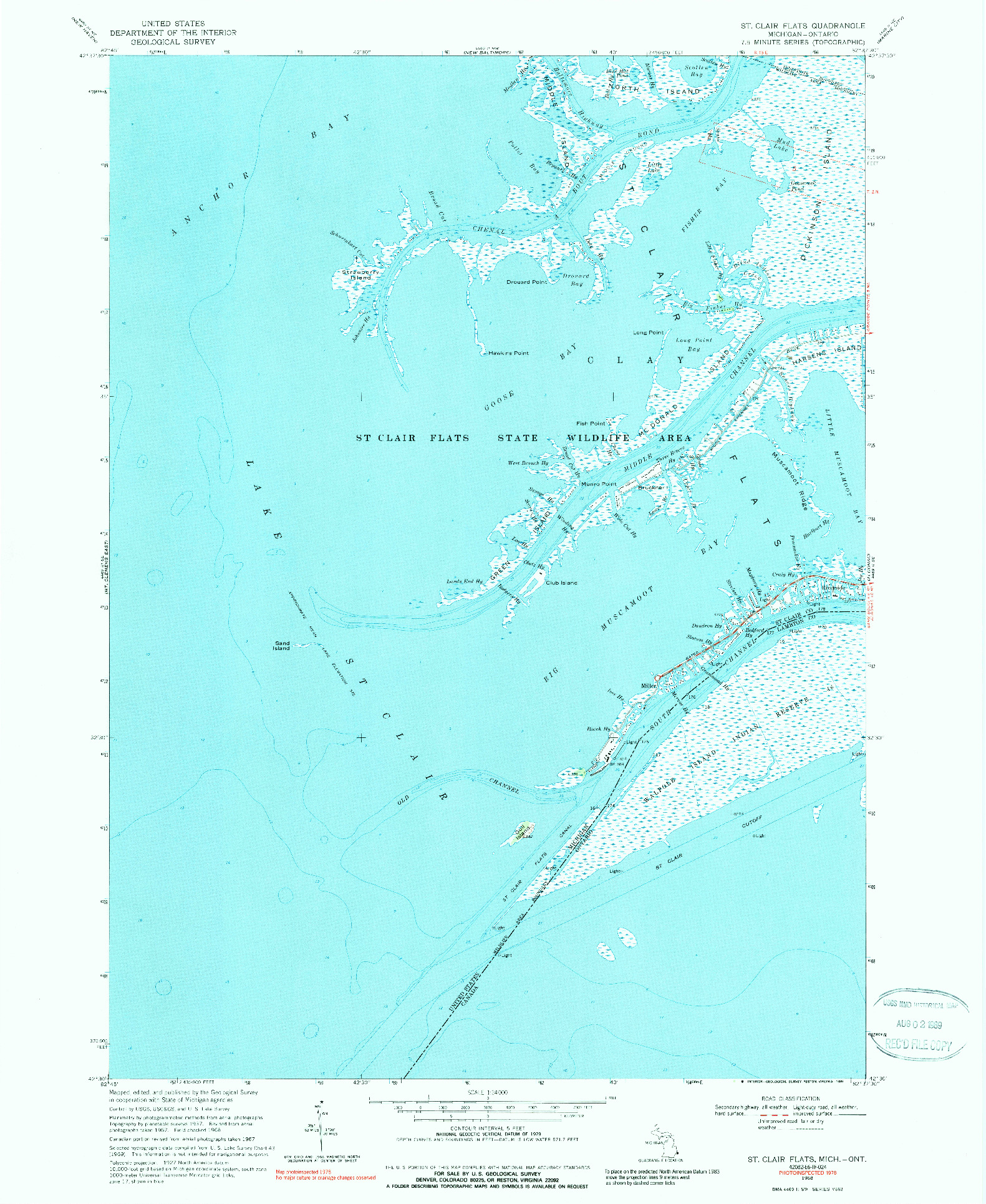 USGS 1:24000-SCALE QUADRANGLE FOR ST. CLAIR FLATS, MI 1968