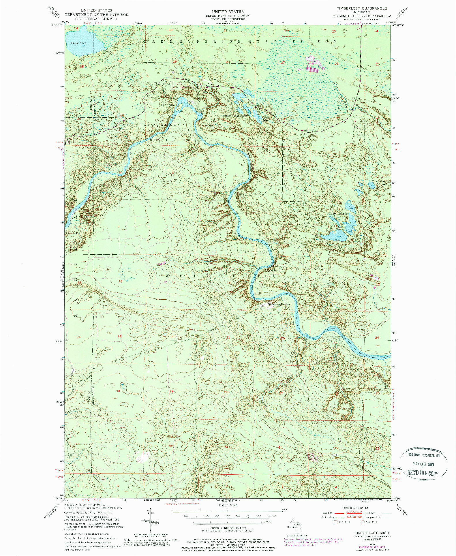 USGS 1:24000-SCALE QUADRANGLE FOR TIMBERLOST, MI 1951