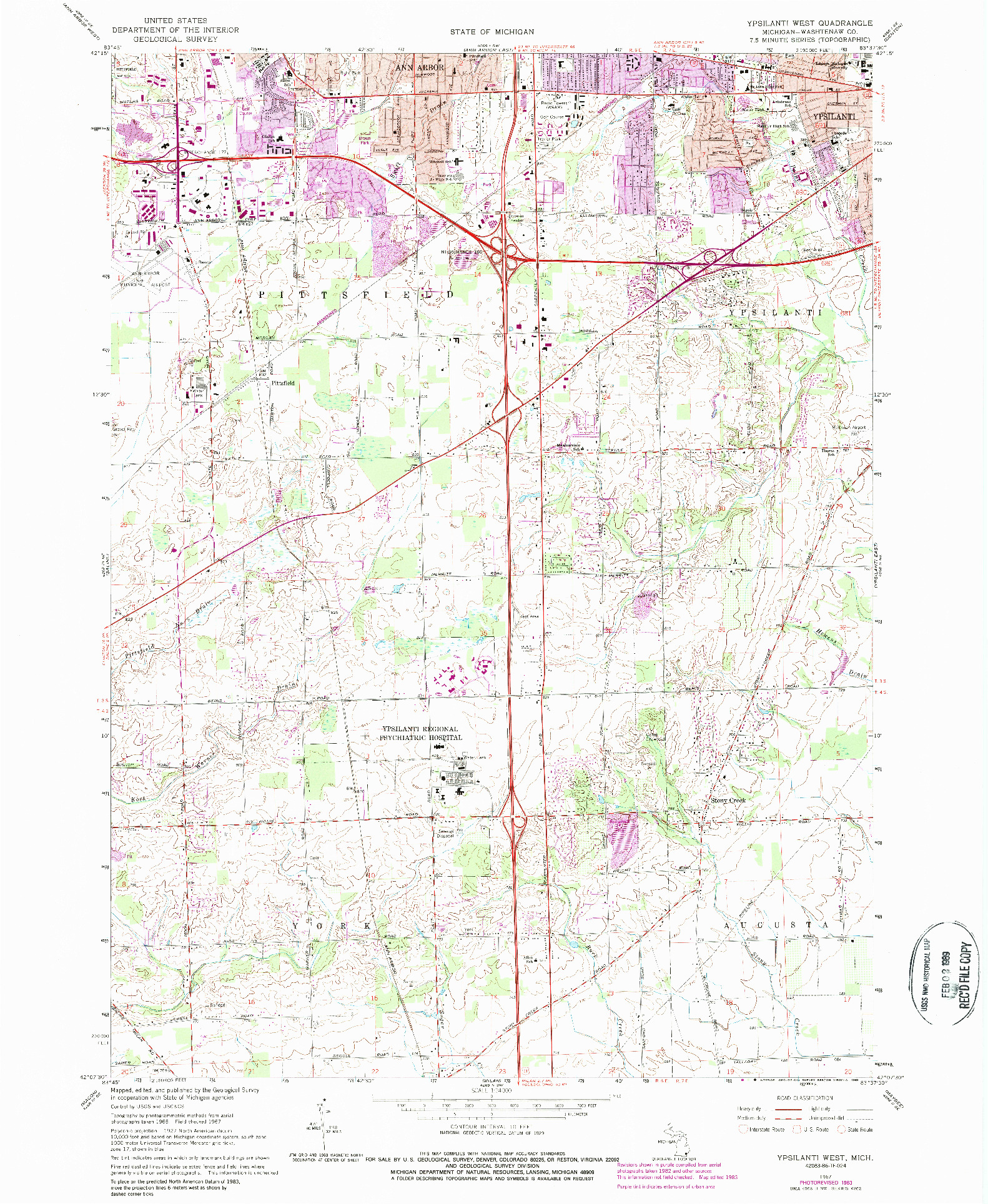 USGS 1:24000-SCALE QUADRANGLE FOR YPSILANTI WEST, MI 1967