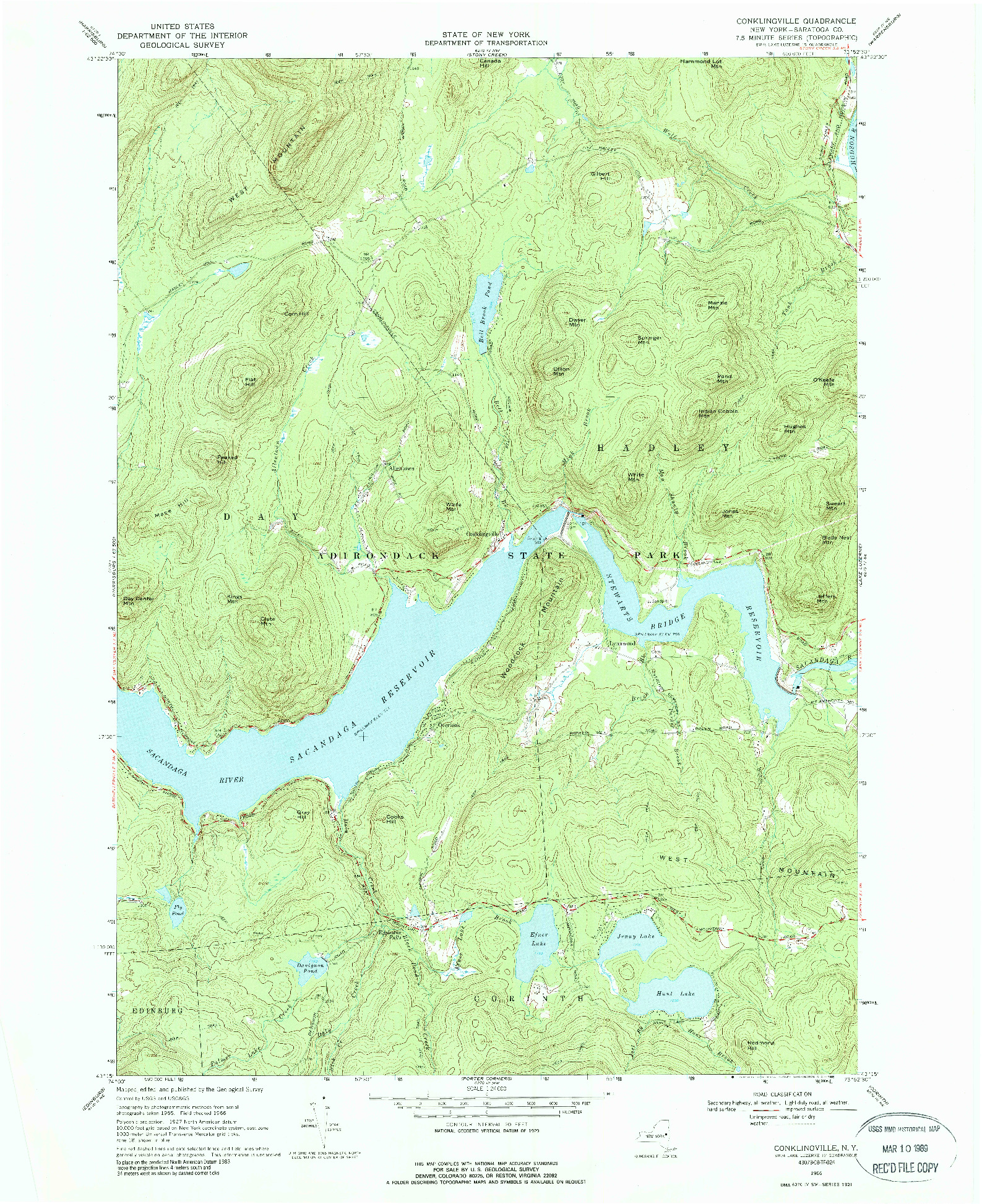 USGS 1:24000-SCALE QUADRANGLE FOR CONKLINGVILLE, NY 1966
