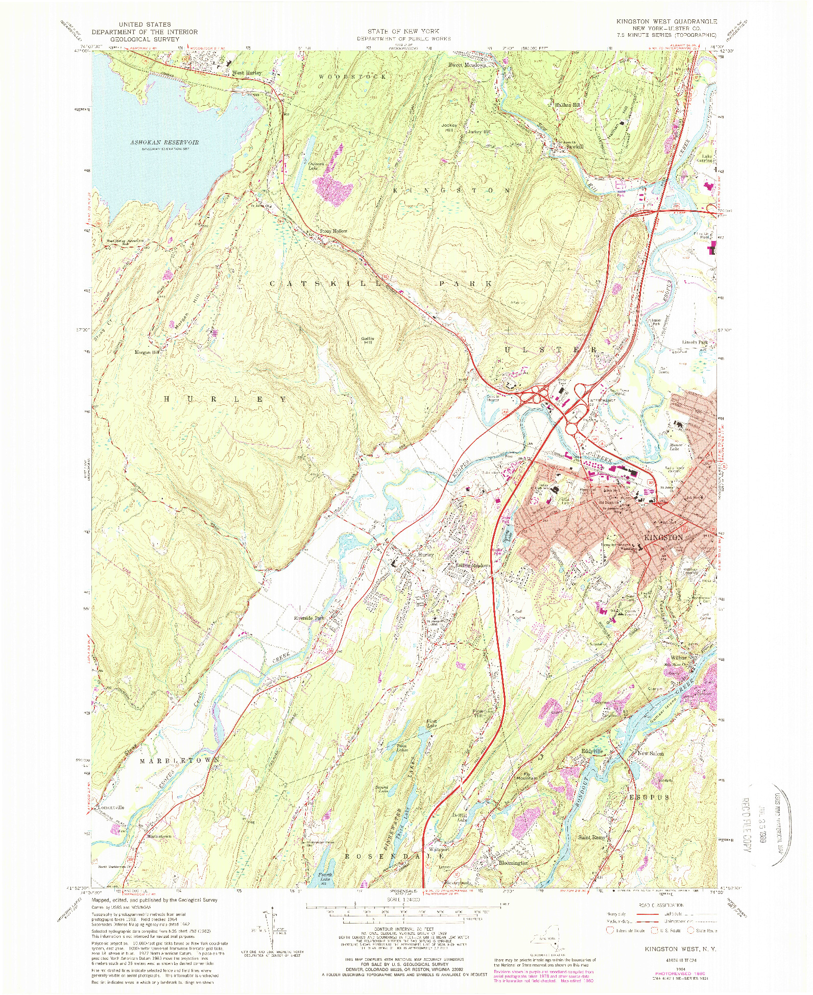 USGS 1:24000-SCALE QUADRANGLE FOR KINGSTON WEST, NY 1964