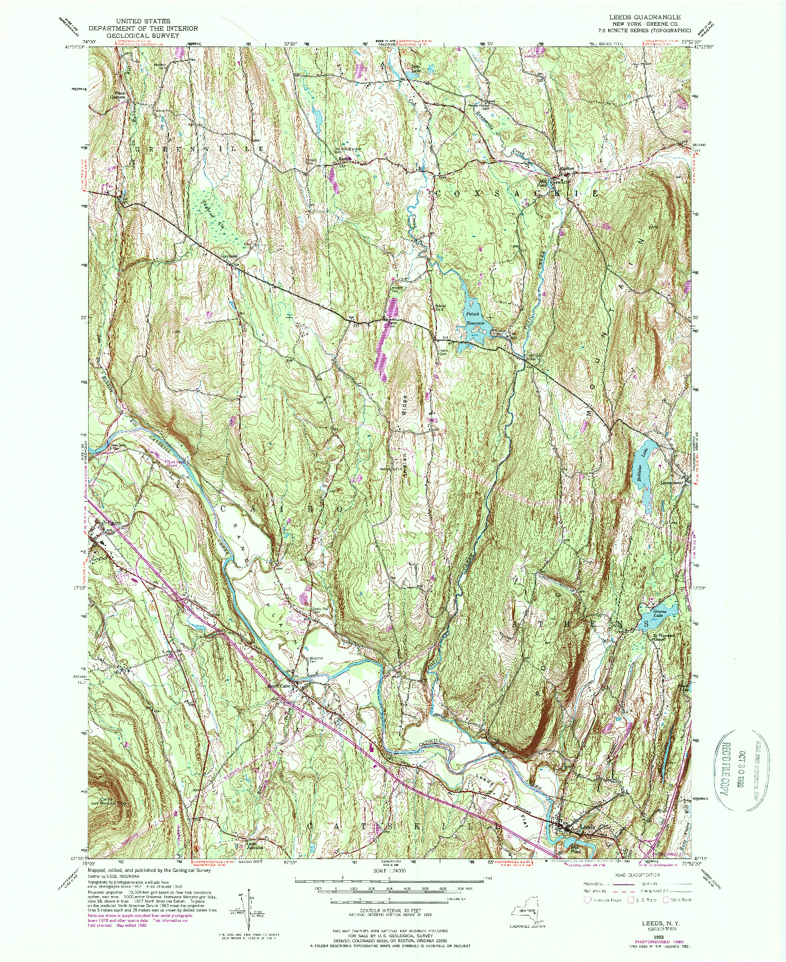 USGS 1:24000-SCALE QUADRANGLE FOR LEEDS, NY 1953