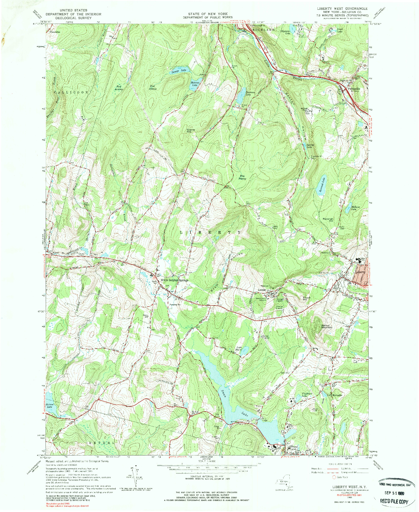 USGS 1:24000-SCALE QUADRANGLE FOR LIBERTY WEST, NY 1965