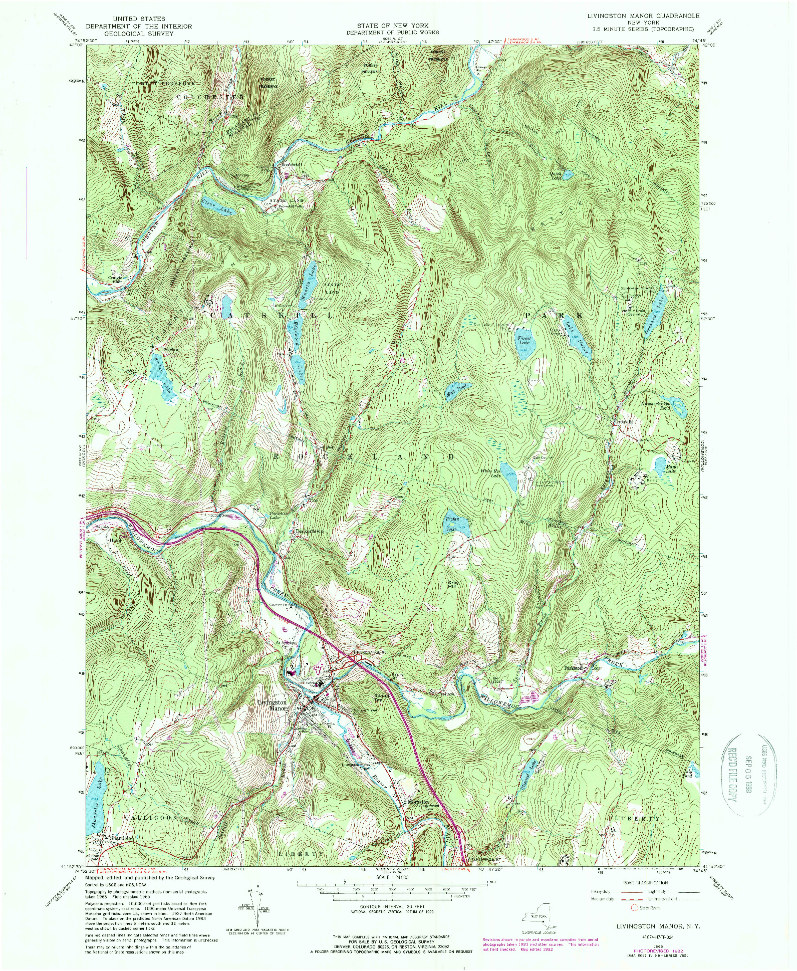 USGS 1:24000-SCALE QUADRANGLE FOR LIVINGSTON MANOR, NY 1965