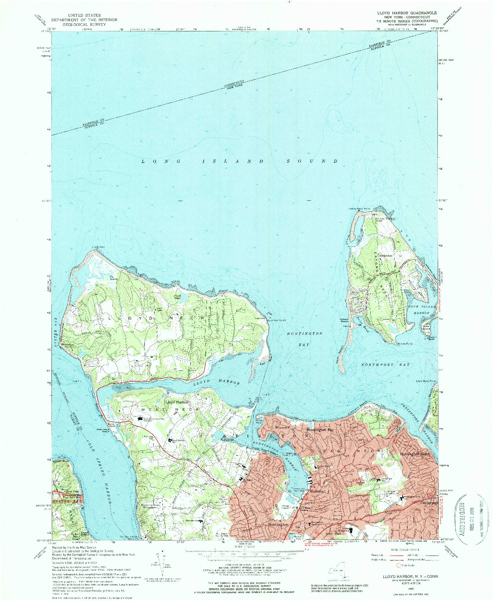 USGS 1:24000-SCALE QUADRANGLE FOR LLOYD HARBOR, NY 1967