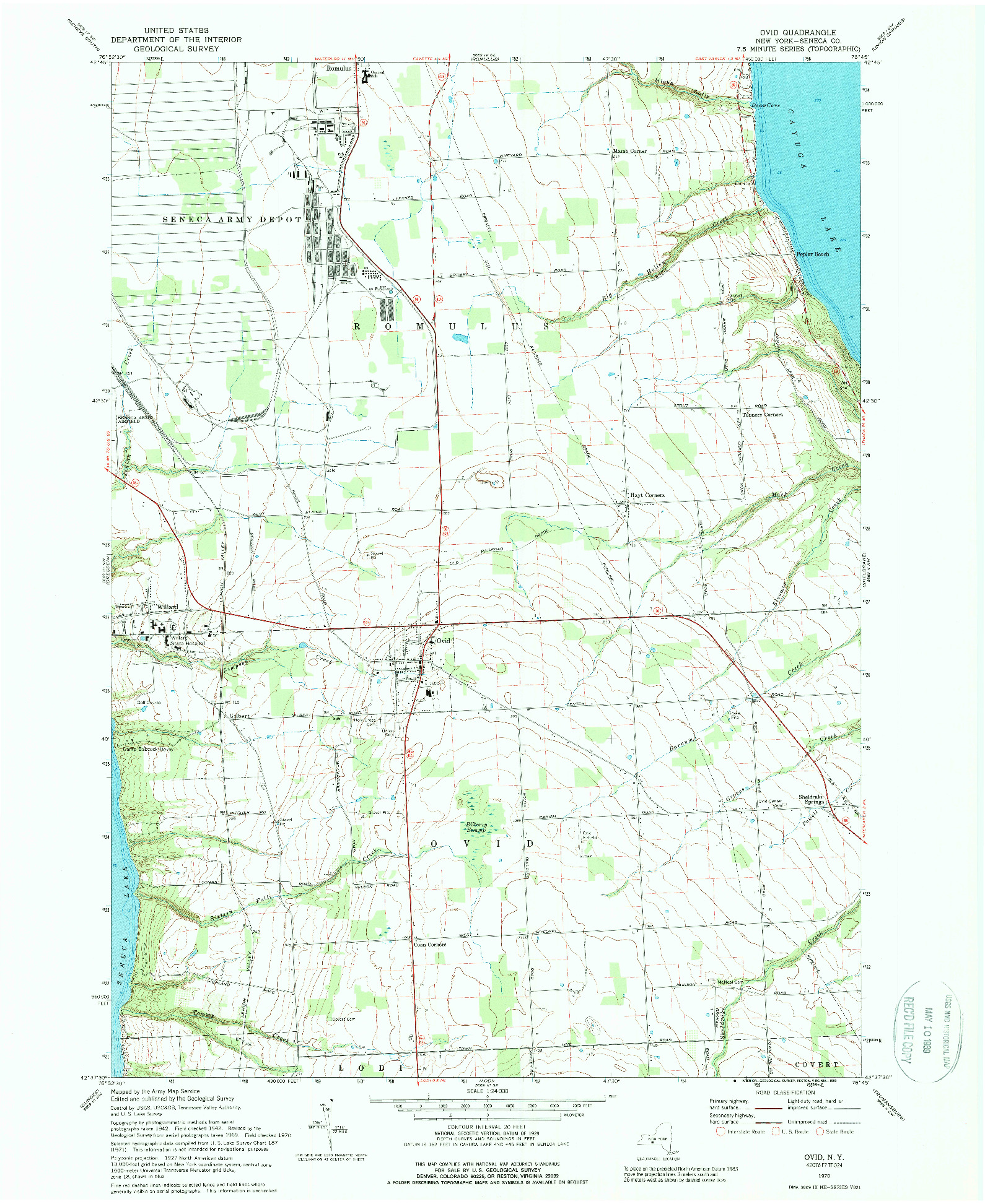 USGS 1:24000-SCALE QUADRANGLE FOR OVID, NY 1970