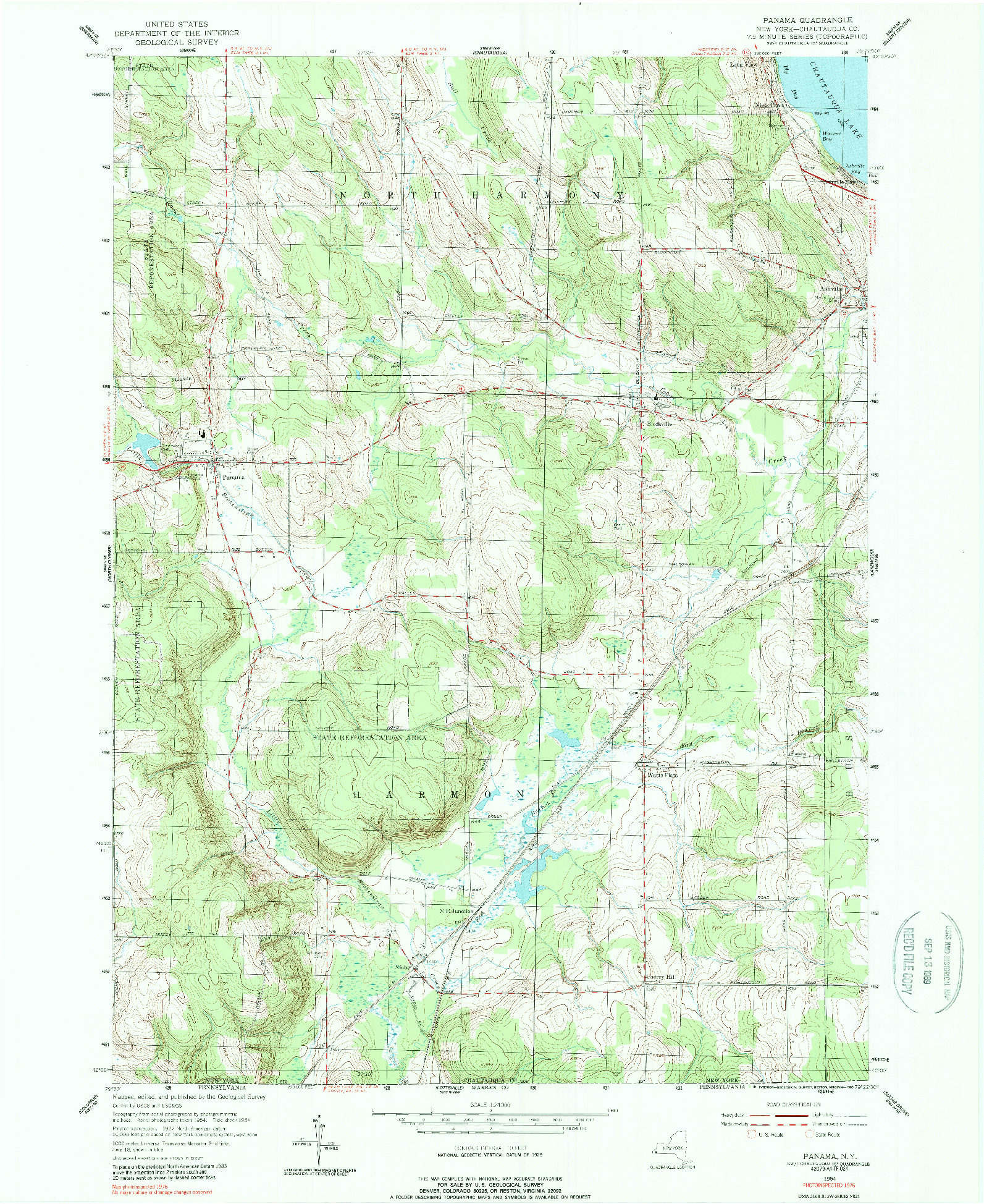 USGS 1:24000-SCALE QUADRANGLE FOR PANAMA, NY 1954