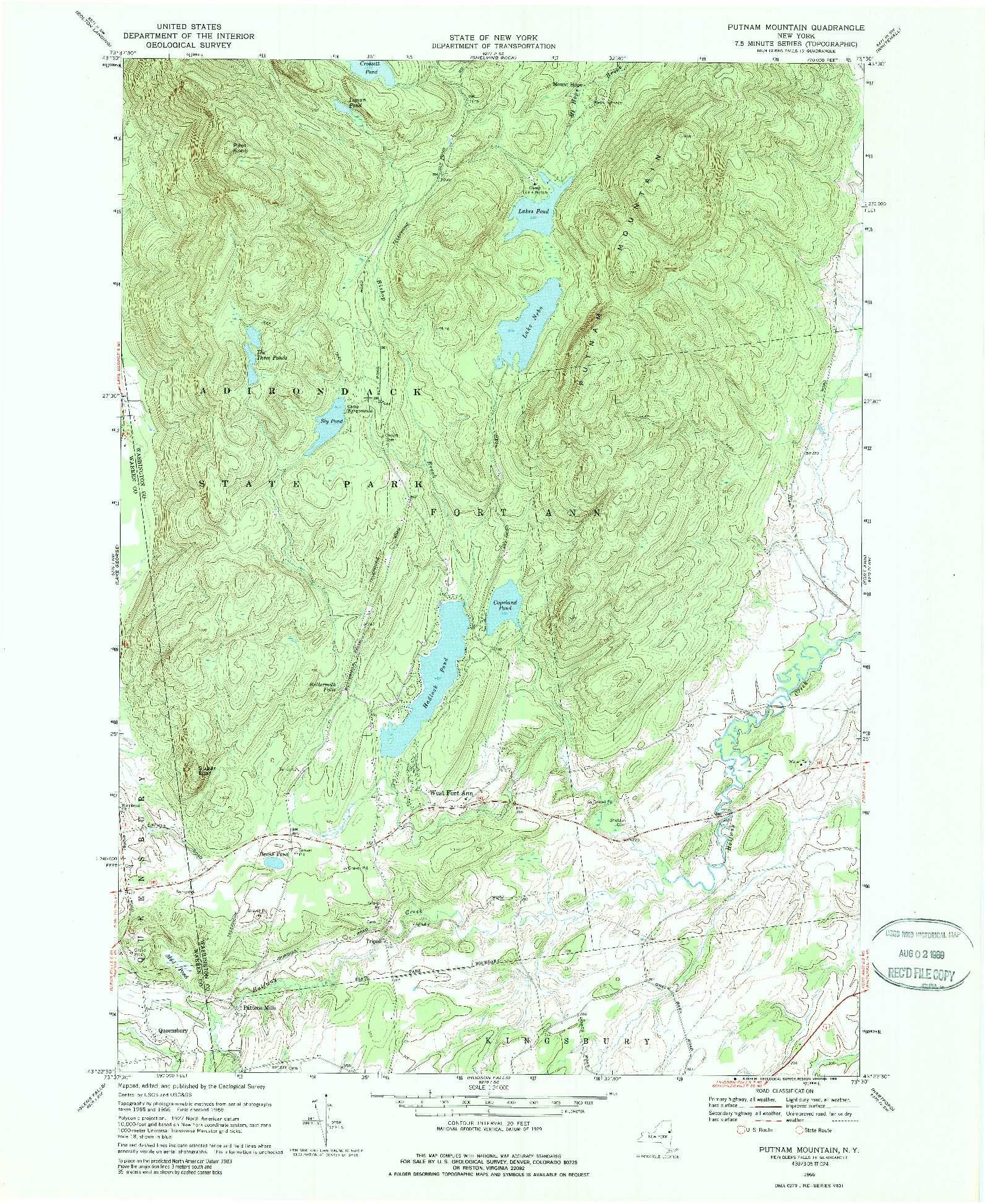 USGS 1:24000-SCALE QUADRANGLE FOR PUTNAM MOUNTAIN, NY 1966