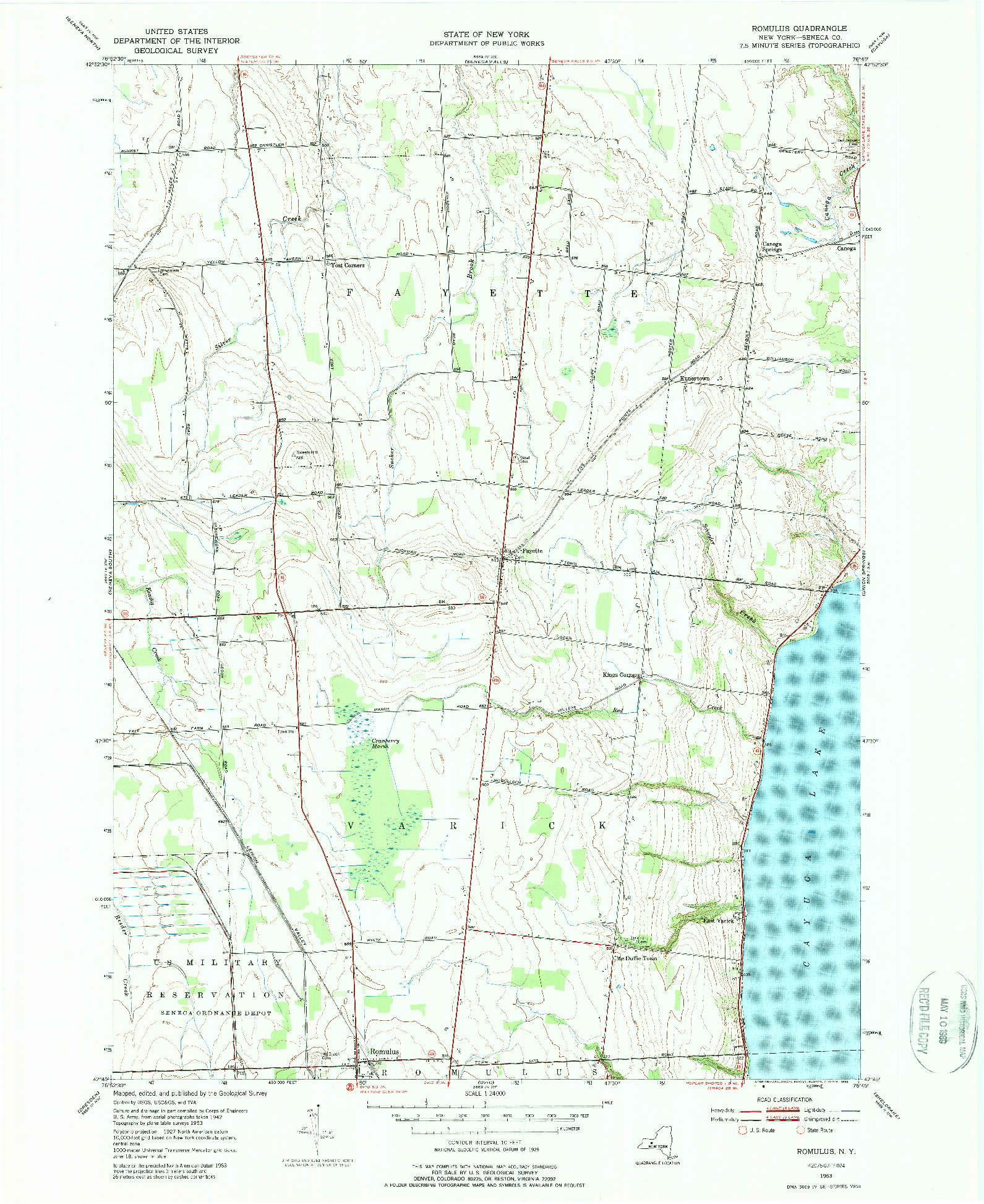 USGS 1:24000-SCALE QUADRANGLE FOR ROMULUS, NY 1953