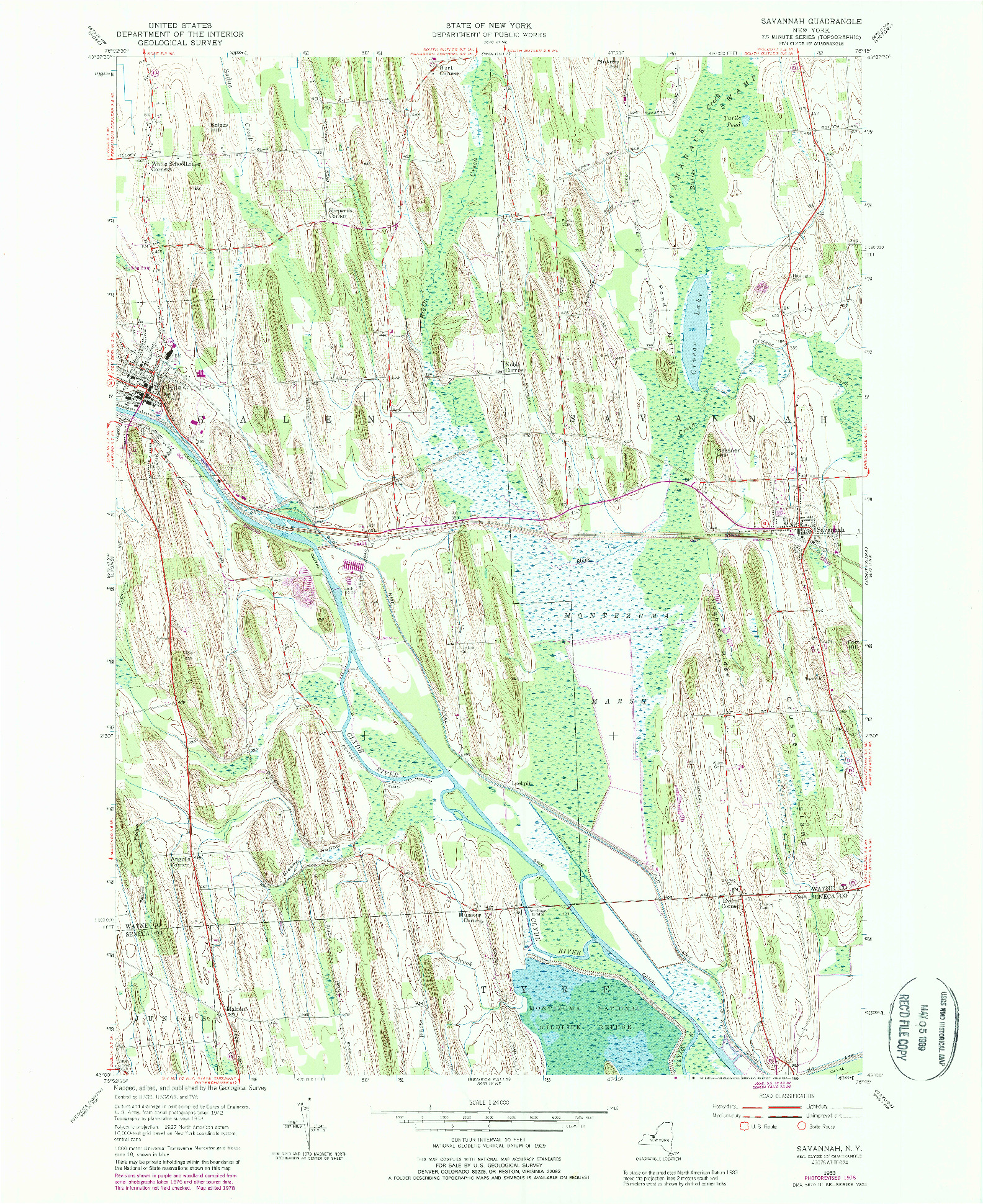 USGS 1:24000-SCALE QUADRANGLE FOR SAVANNAH, NY 1953