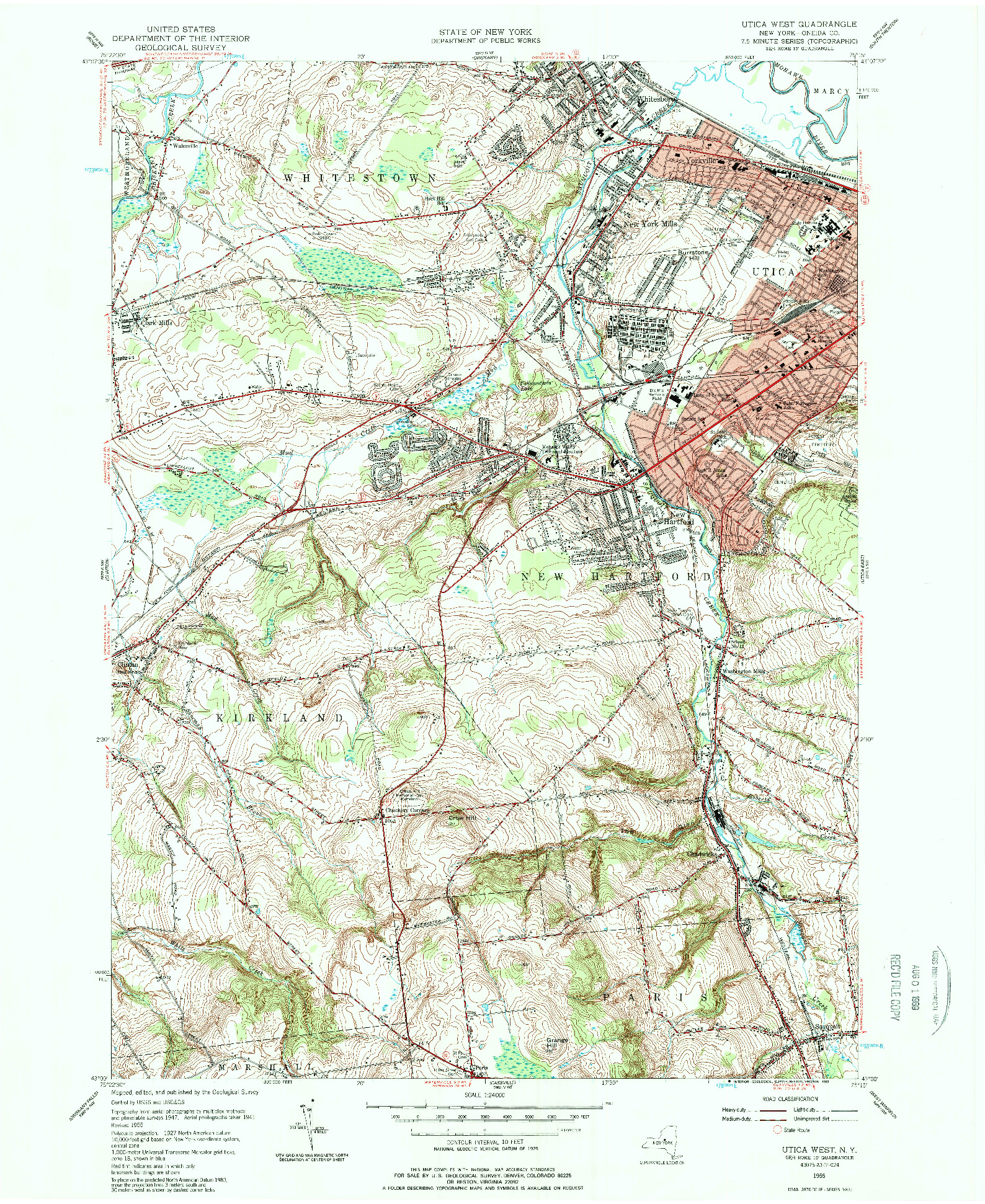 USGS 1:24000-SCALE QUADRANGLE FOR UTICA WEST, NY 1955