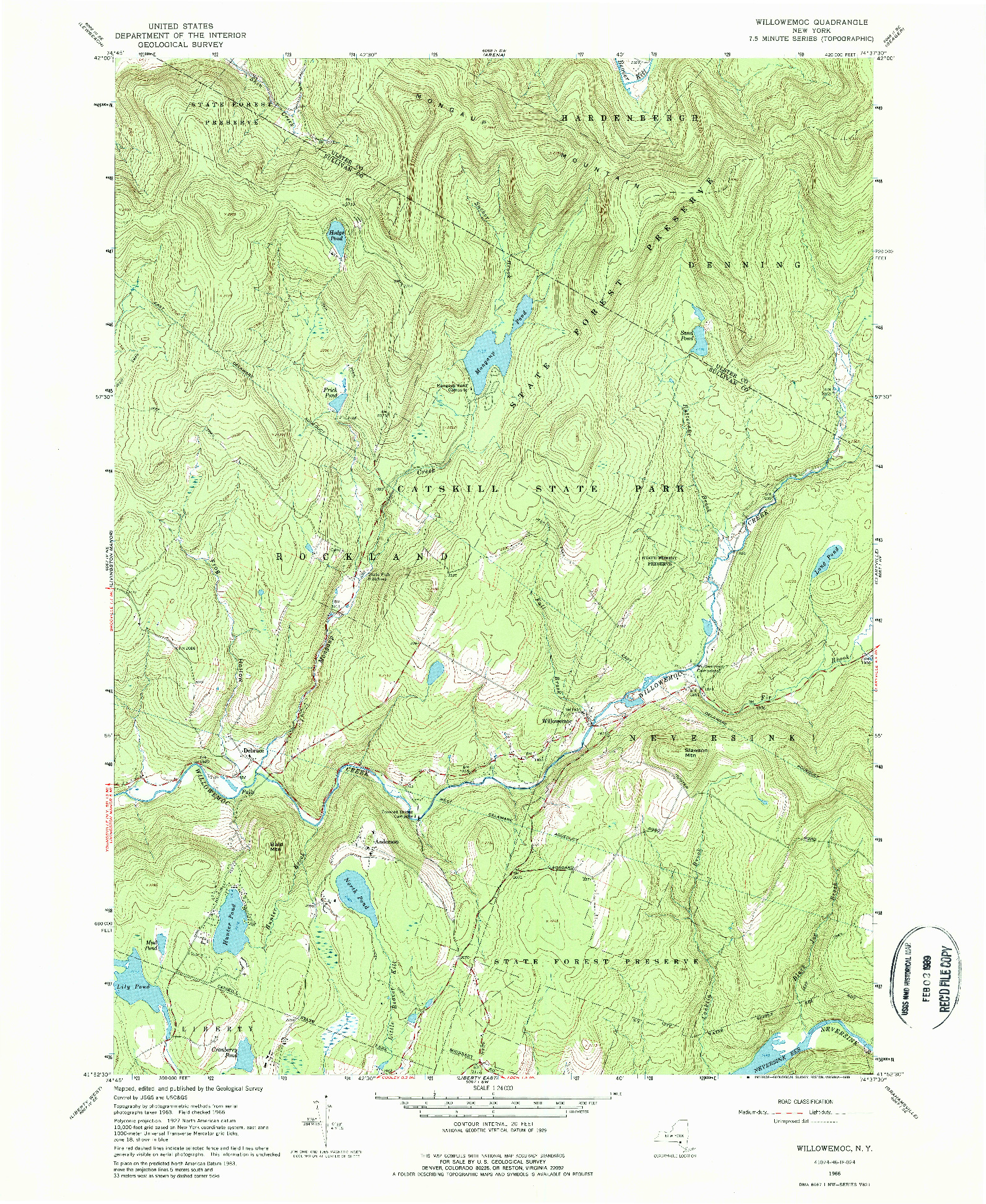 USGS 1:24000-SCALE QUADRANGLE FOR WILLOWEMOC, NY 1966