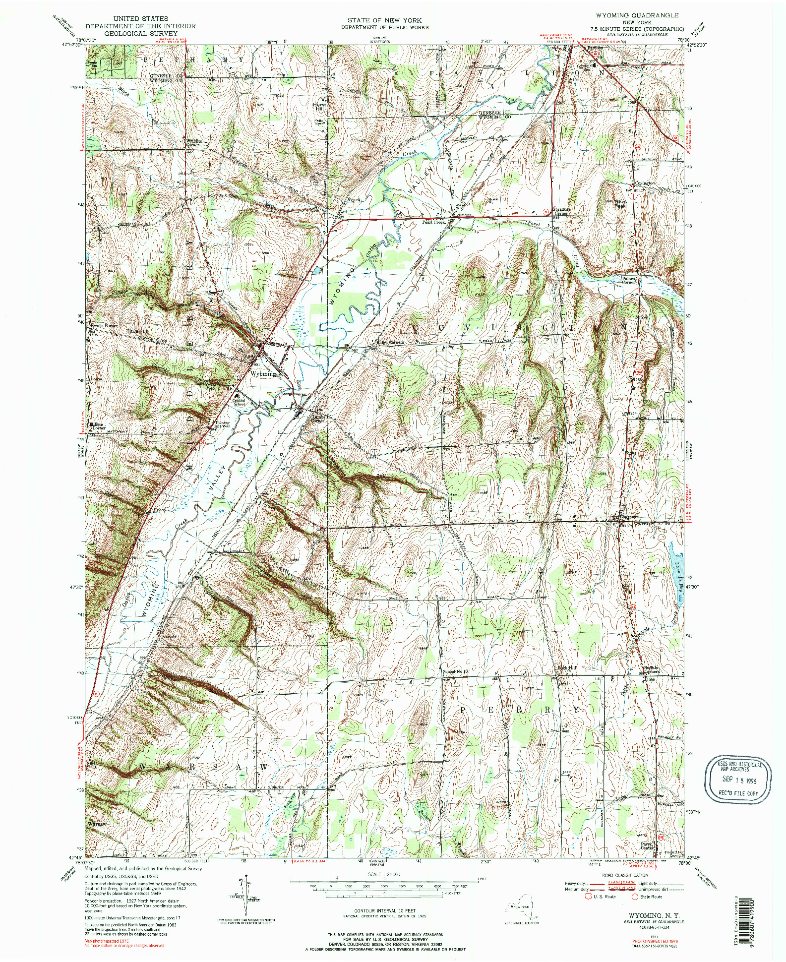 USGS 1:24000-SCALE QUADRANGLE FOR WYOMING, NY 1951