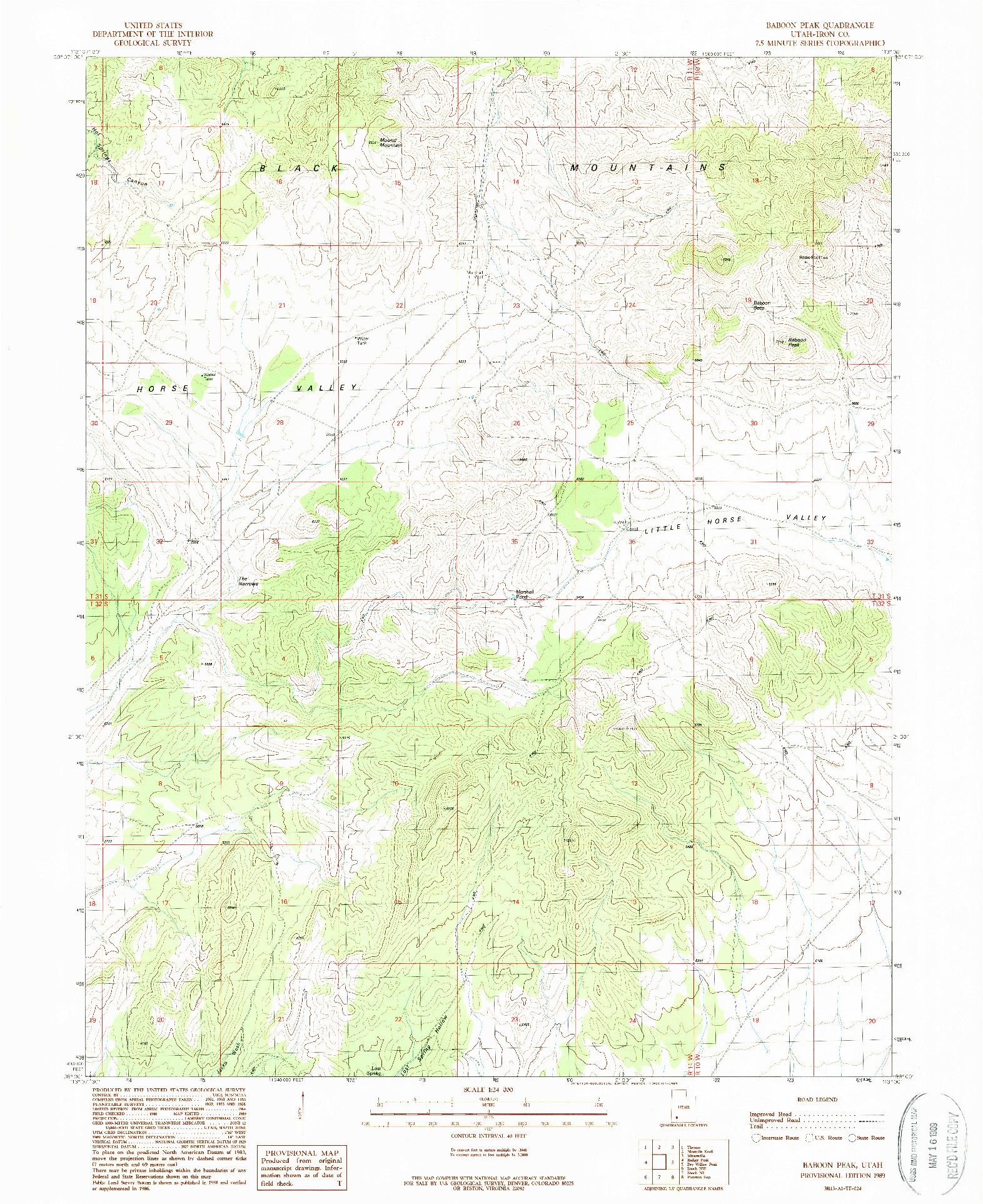 USGS 1:24000-SCALE QUADRANGLE FOR BABOON PEAK, UT 1989