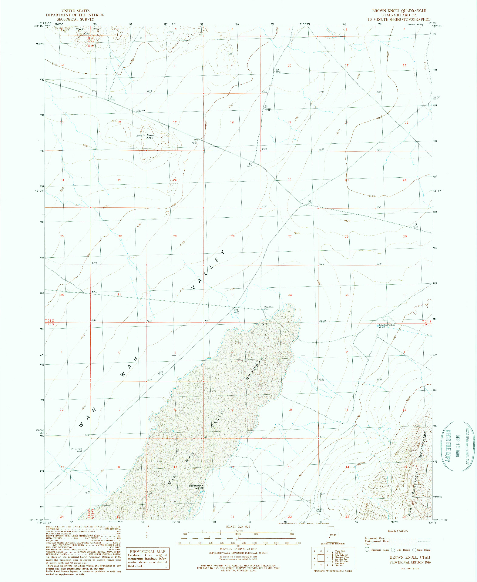 USGS 1:24000-SCALE QUADRANGLE FOR BROWN KNOLL, UT 1989