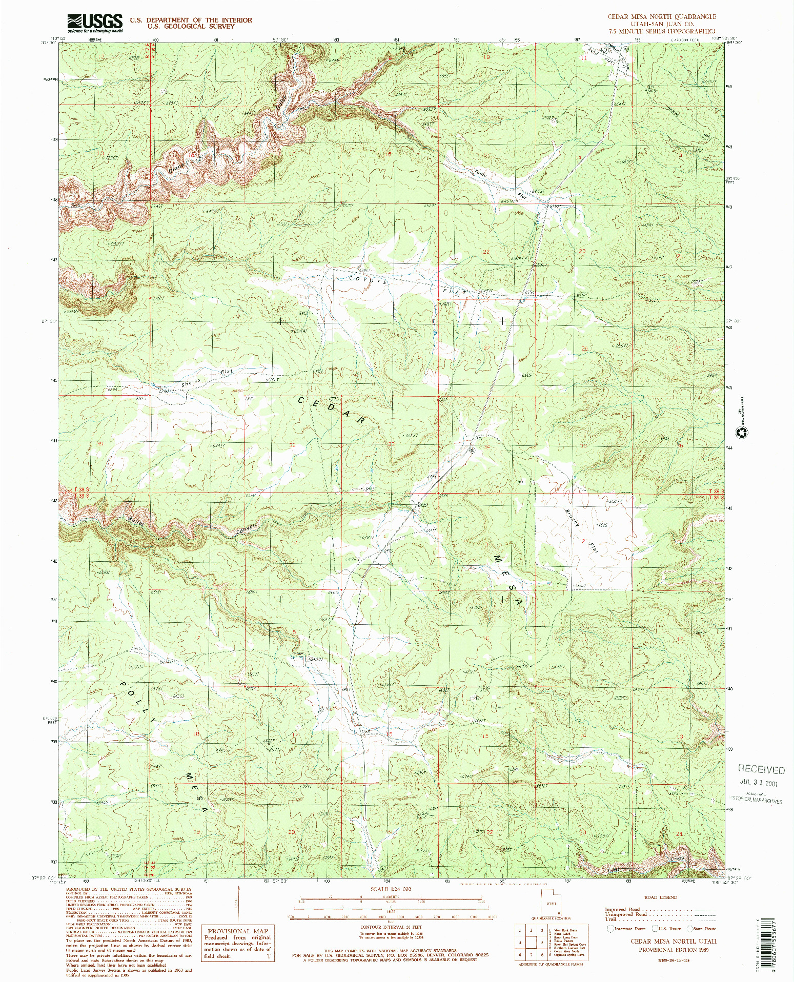 USGS 1:24000-SCALE QUADRANGLE FOR CEDAR MESA NORTH, UT 1989