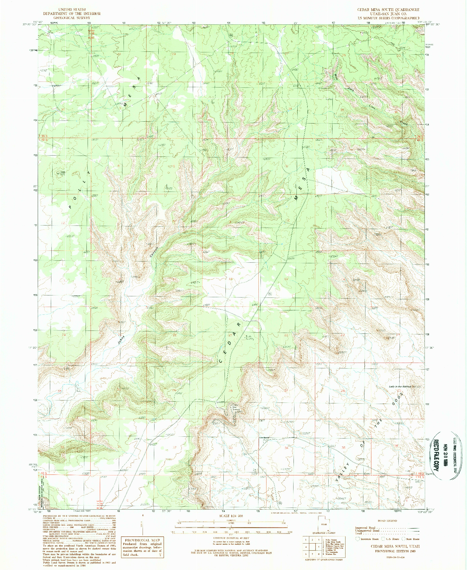 USGS 1:24000-SCALE QUADRANGLE FOR CEDAR MESA SOUTH, UT 1989