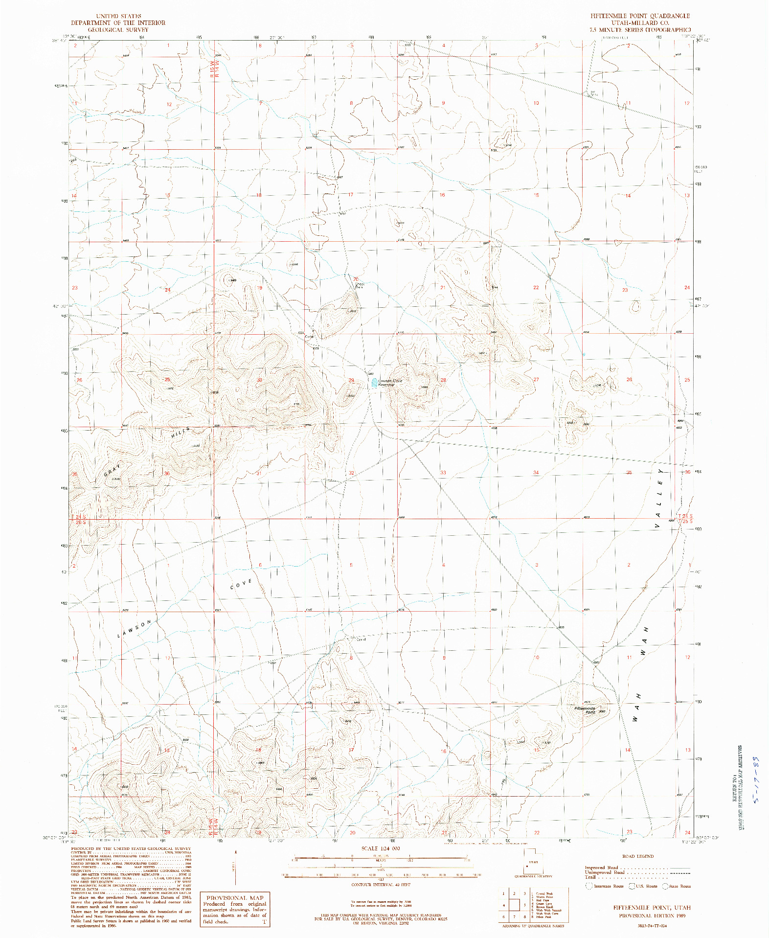USGS 1:24000-SCALE QUADRANGLE FOR FIFTEENMILE POINT, UT 1989