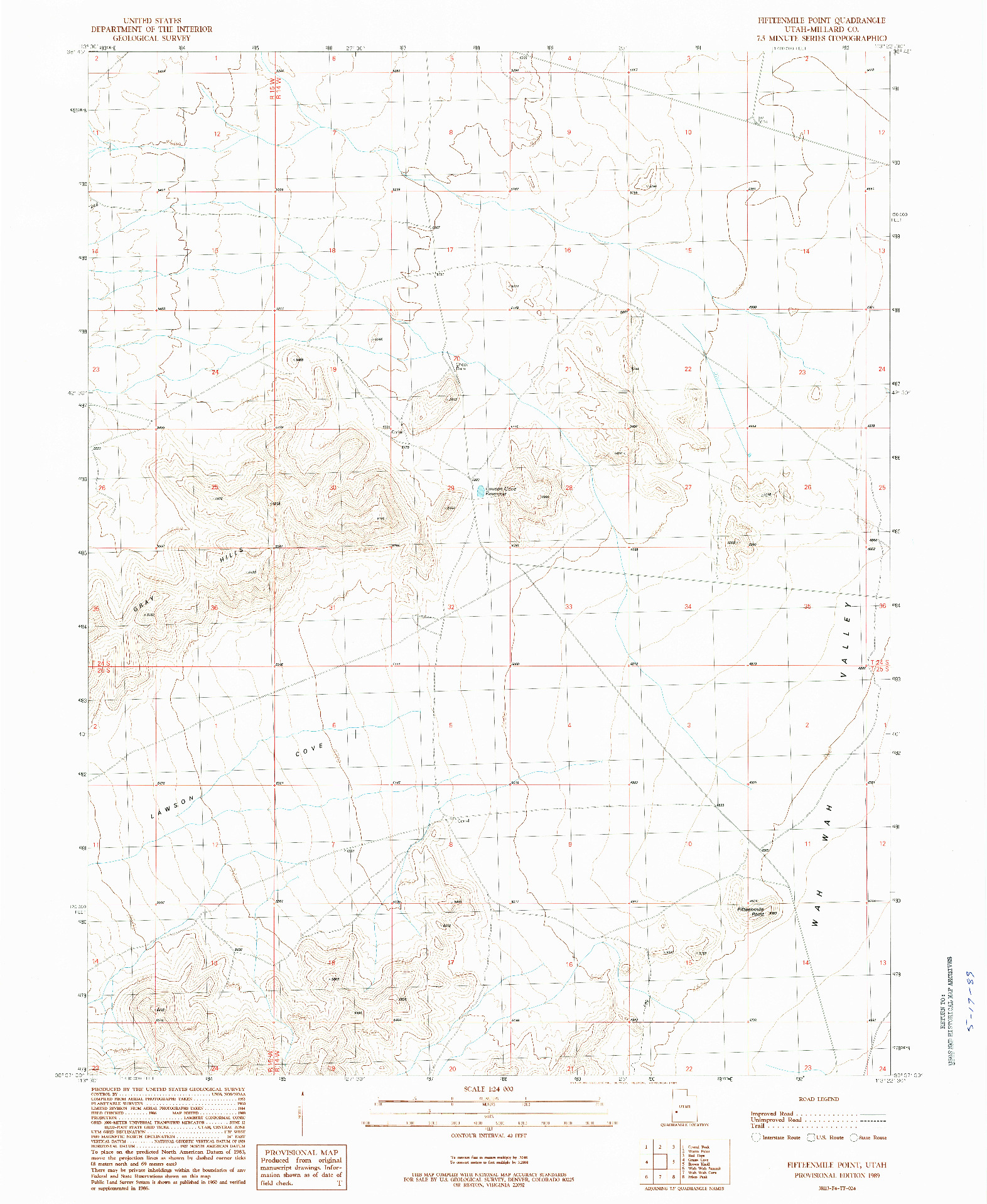 USGS 1:24000-SCALE QUADRANGLE FOR FIFTEENMILE POINT, UT 1989