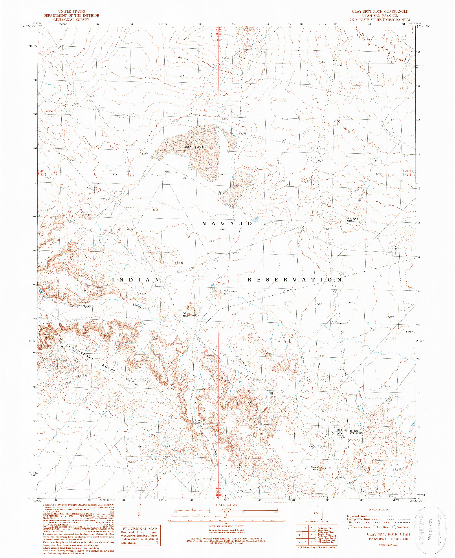 USGS 1:24000-SCALE QUADRANGLE FOR GRAY SPOT ROCK, UT 1989