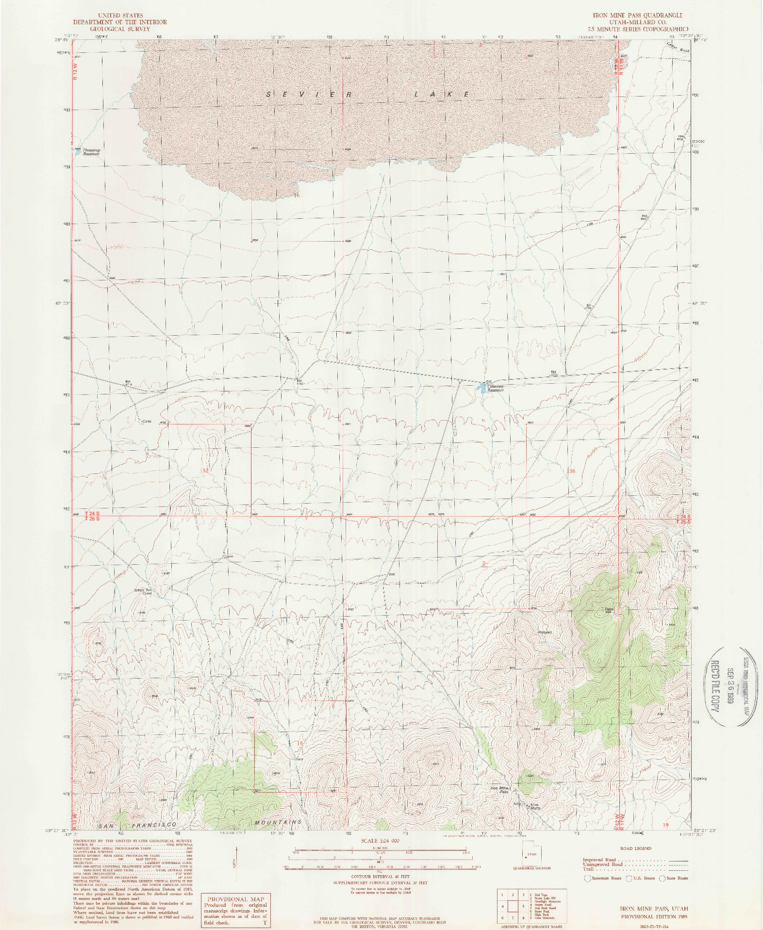 USGS 1:24000-SCALE QUADRANGLE FOR IRON MINE PASS, UT 1989