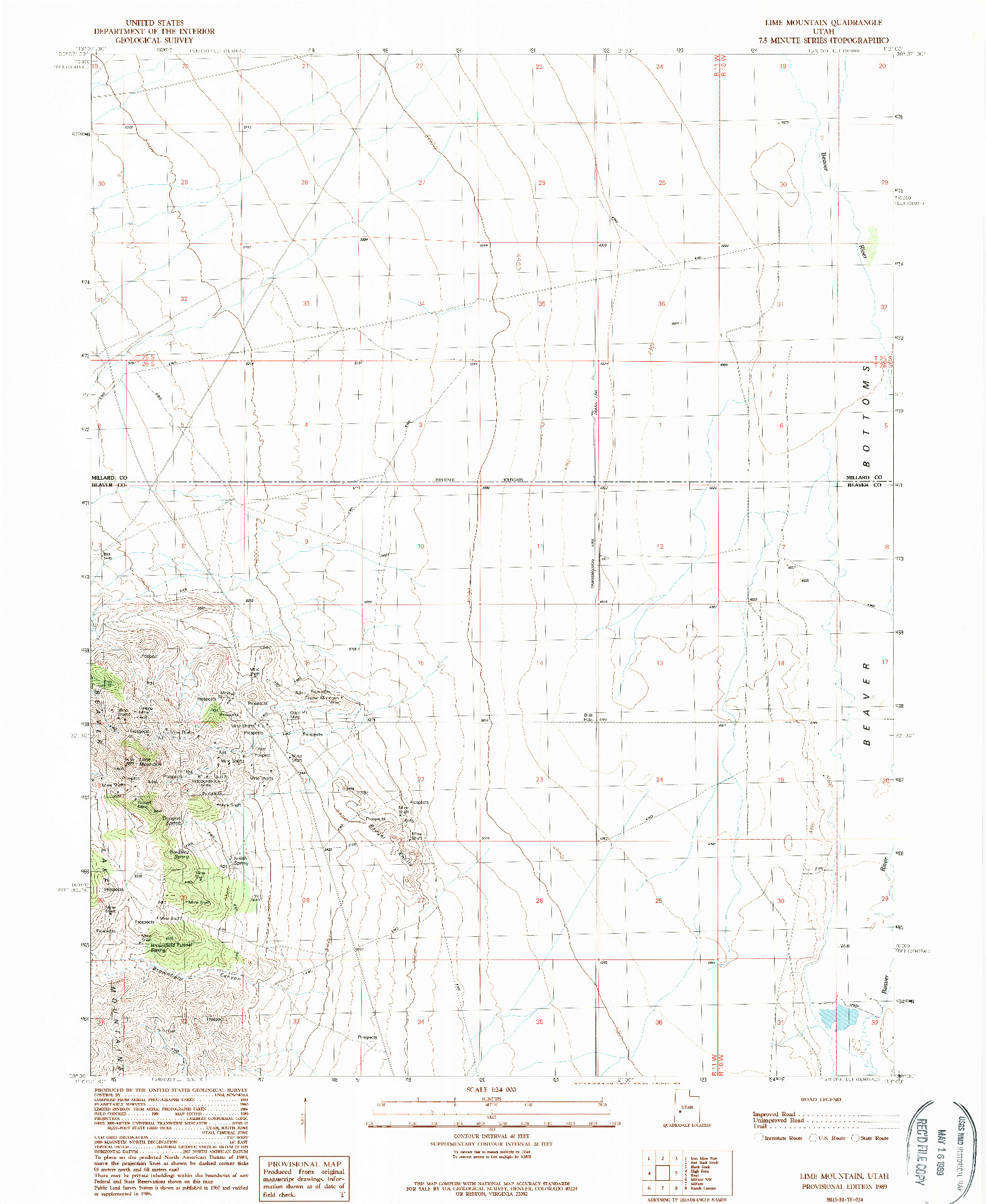USGS 1:24000-SCALE QUADRANGLE FOR LIME MOUNTAIN, UT 1989