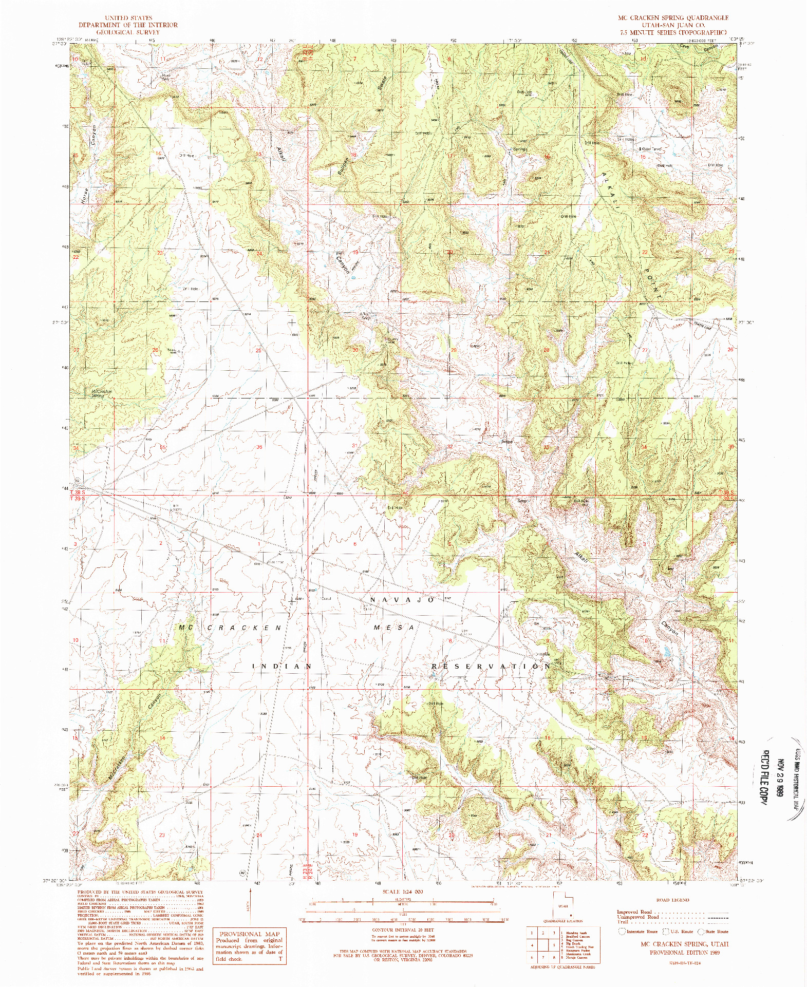 USGS 1:24000-SCALE QUADRANGLE FOR MC CRACKEN SPRING, UT 1989