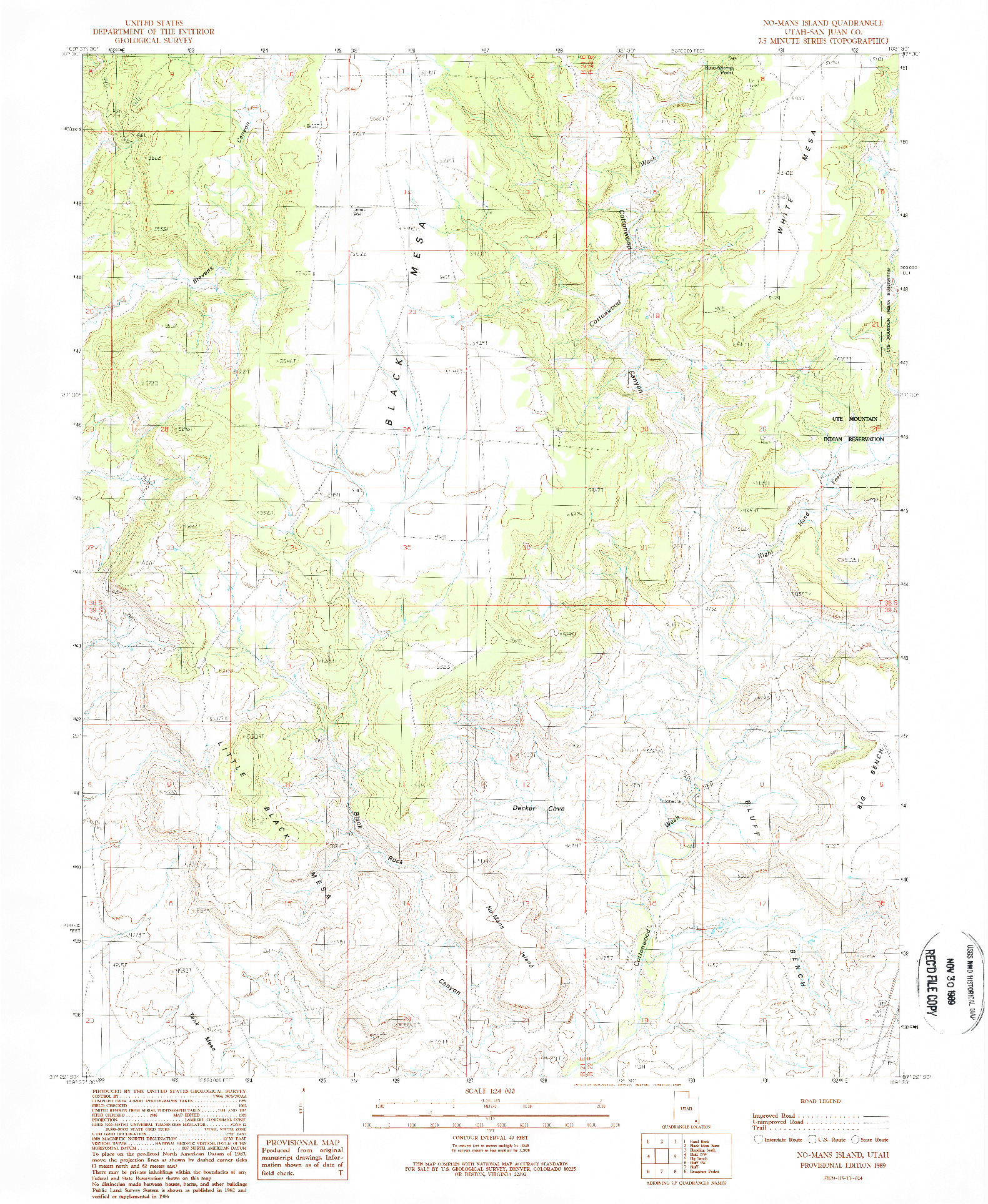 USGS 1:24000-SCALE QUADRANGLE FOR NO-MANS ISLAND, UT 1989