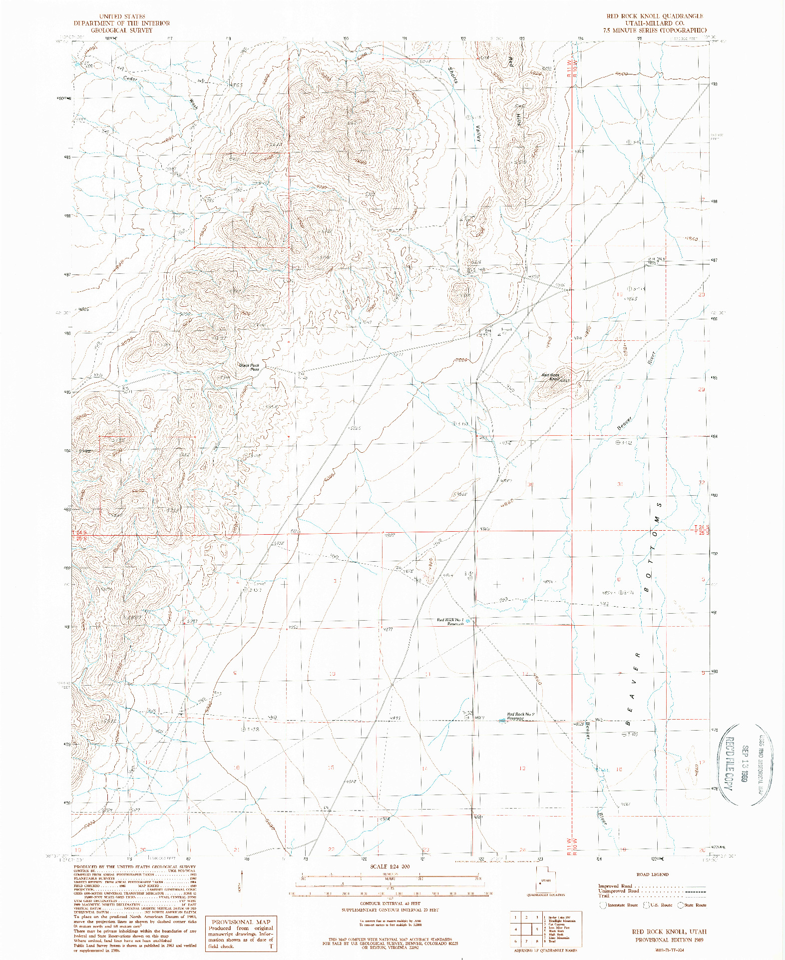 USGS 1:24000-SCALE QUADRANGLE FOR RED ROCK KNOLL, UT 1989