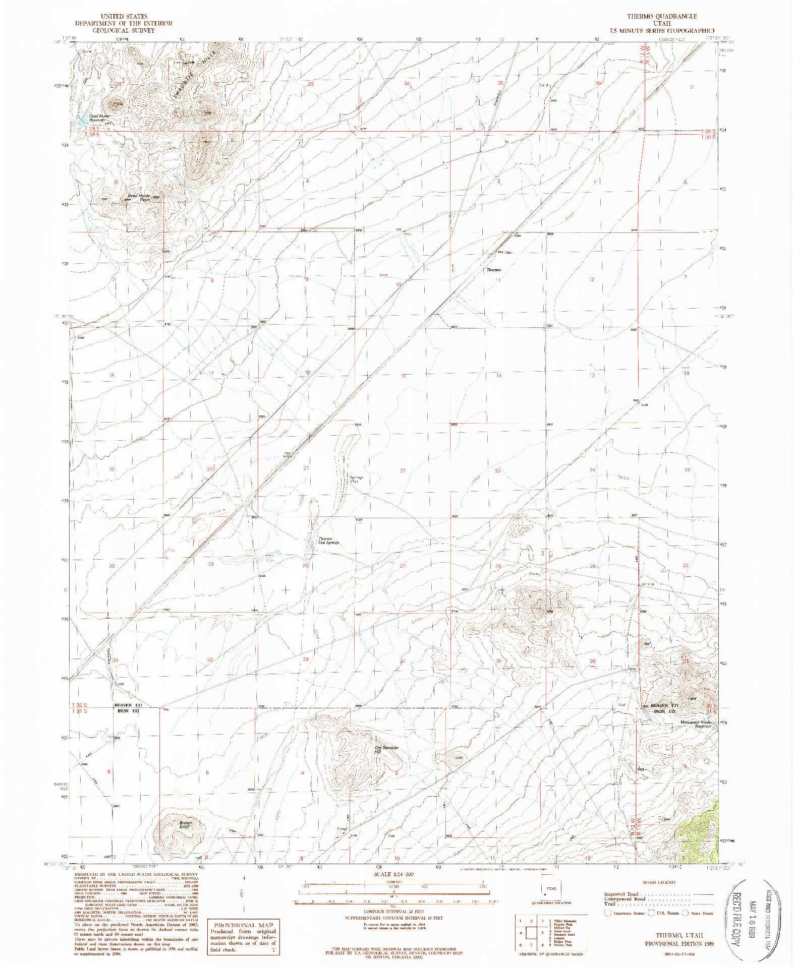 USGS 1:24000-SCALE QUADRANGLE FOR THERMO, UT 1989