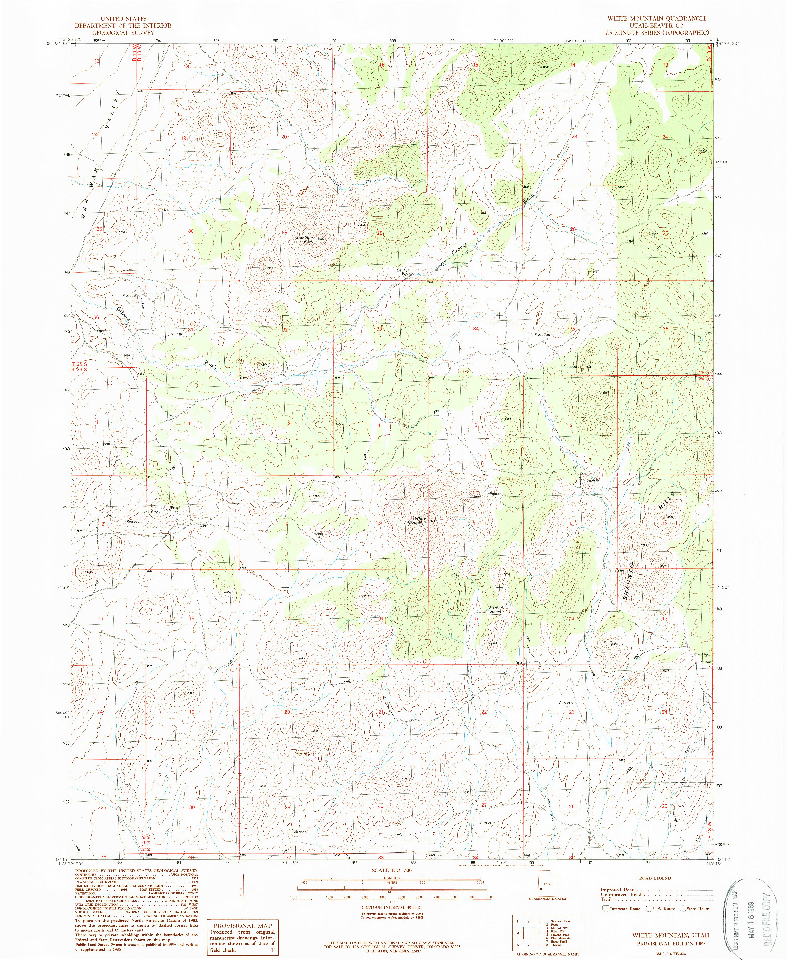 USGS 1:24000-SCALE QUADRANGLE FOR WHITE MOUNTAIN, UT 1989