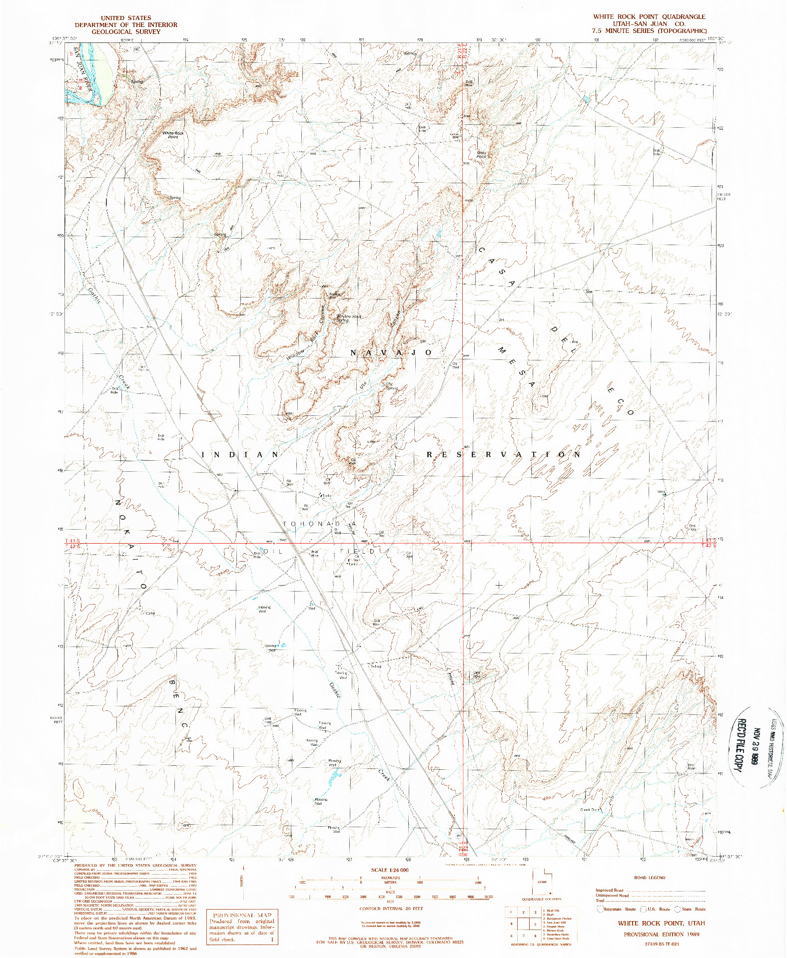 USGS 1:24000-SCALE QUADRANGLE FOR WHITE ROCK POINT, UT 1989