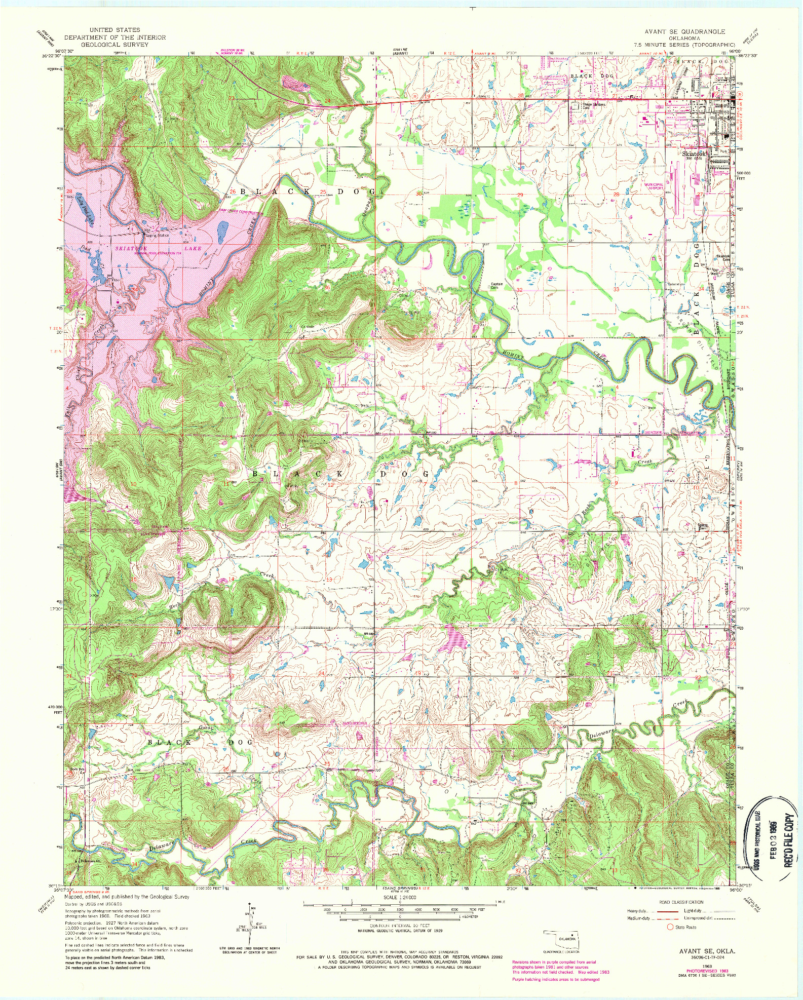 USGS 1:24000-SCALE QUADRANGLE FOR AVANT SE, OK 1963