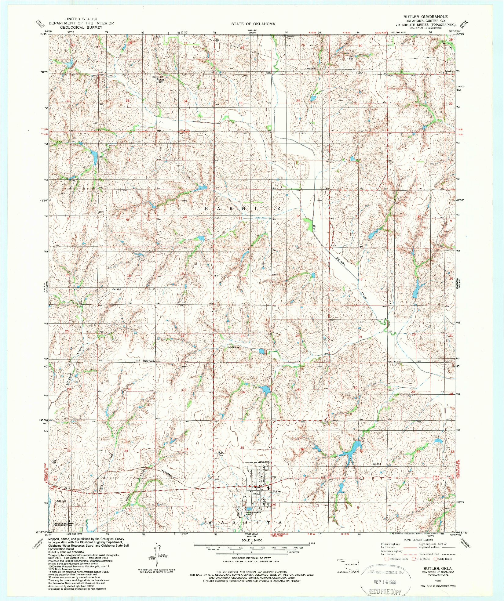 USGS 1:24000-SCALE QUADRANGLE FOR BUTLER, OK 1983
