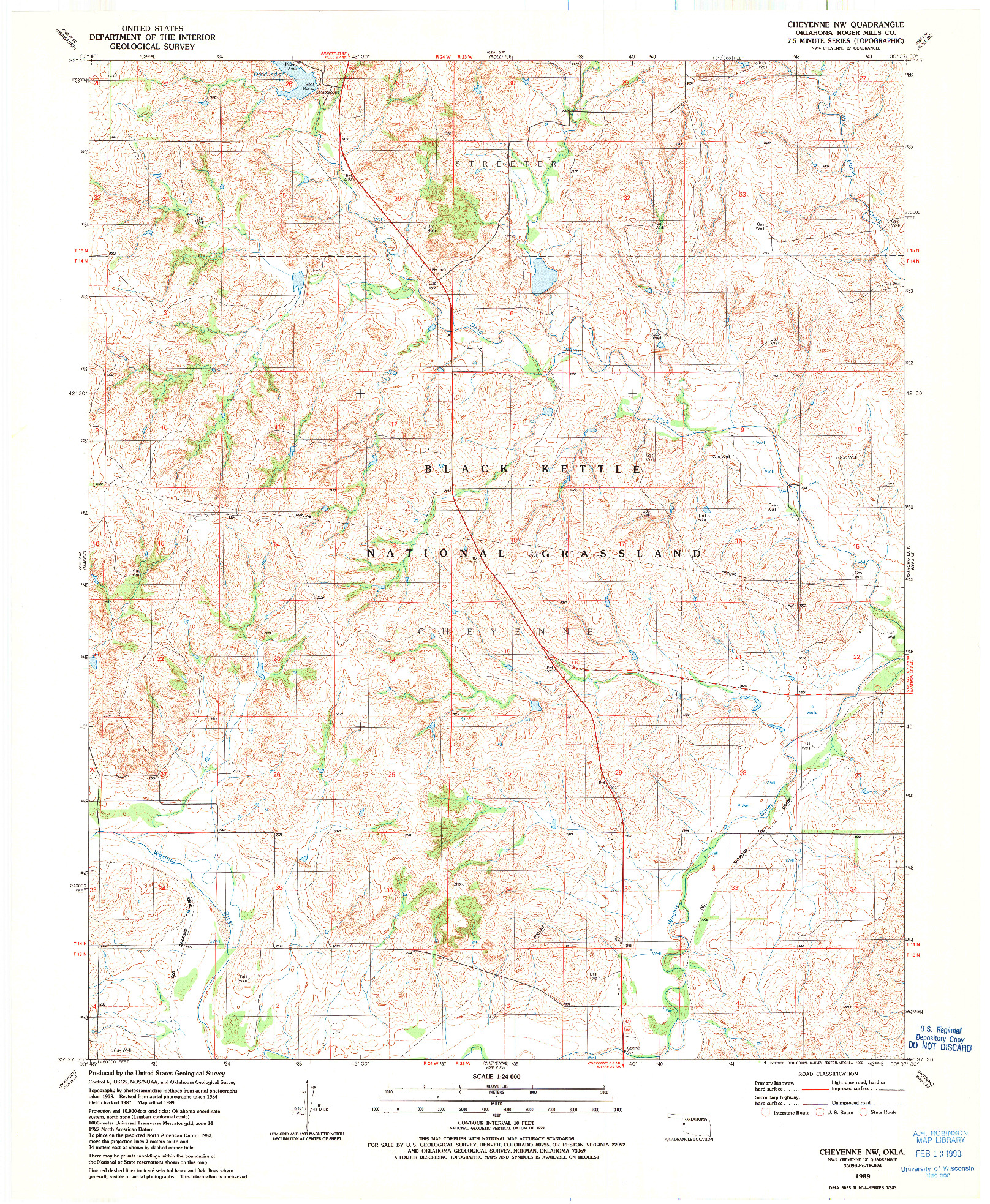 USGS 1:24000-SCALE QUADRANGLE FOR CHEYENNE NW, OK 1989