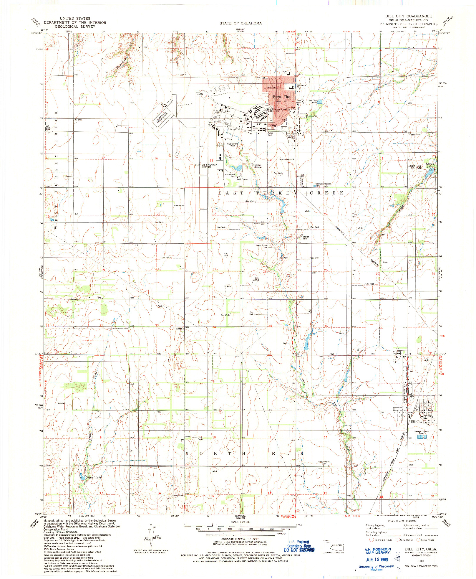 USGS 1:24000-SCALE QUADRANGLE FOR DILL CITY, OK 1983