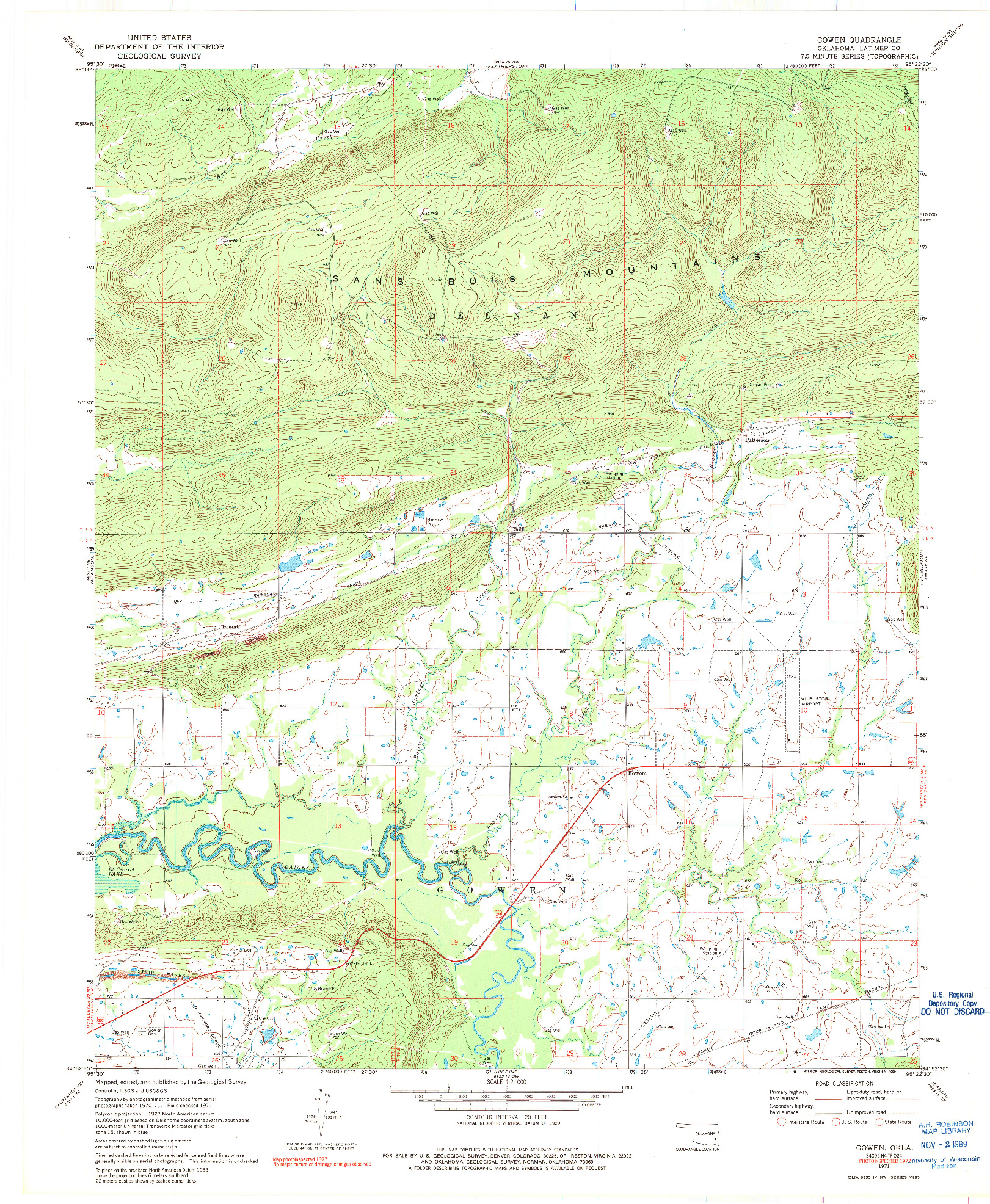 USGS 1:24000-SCALE QUADRANGLE FOR GOWEN, OK 1971