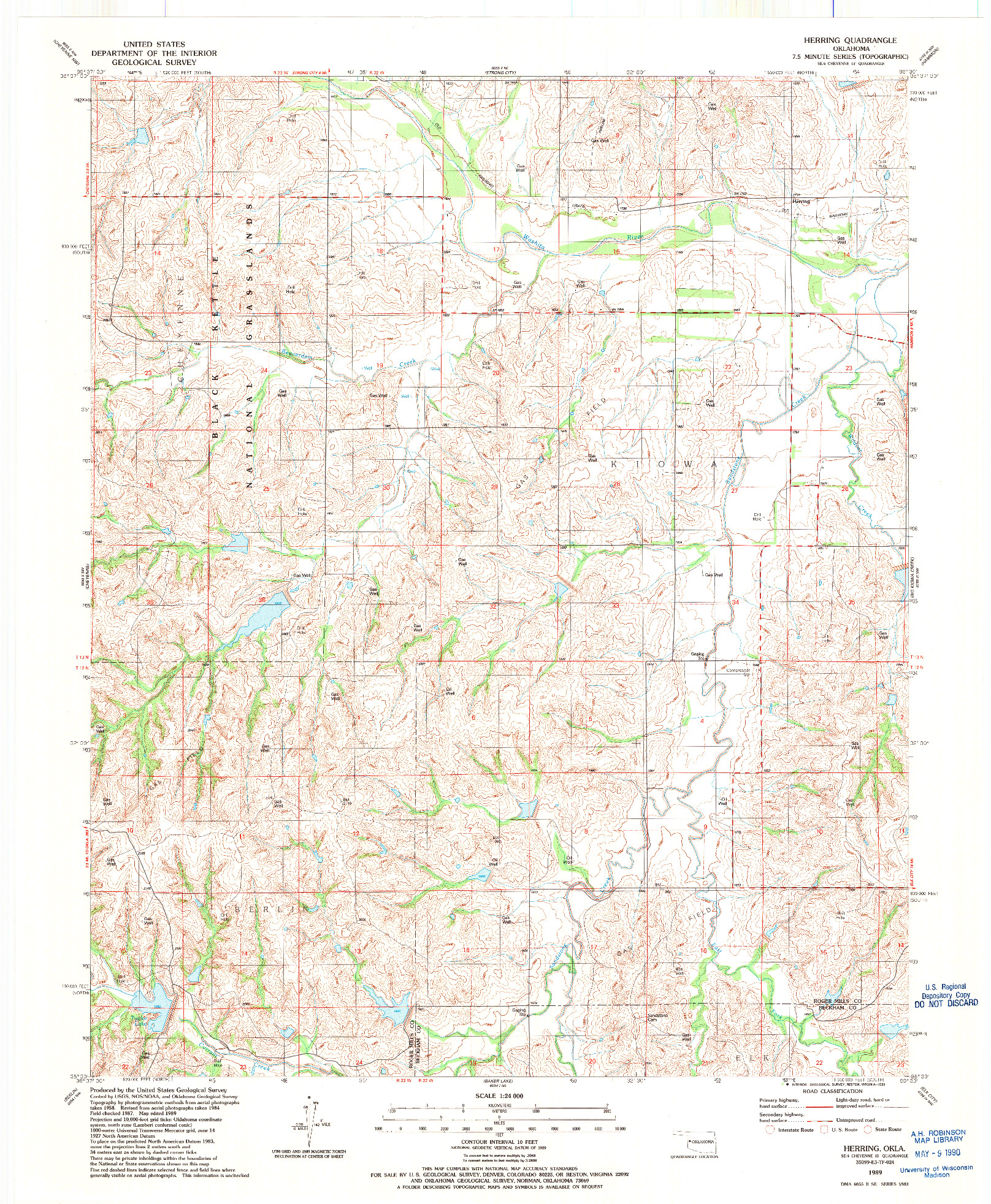 USGS 1:24000-SCALE QUADRANGLE FOR HERRING, OK 1989