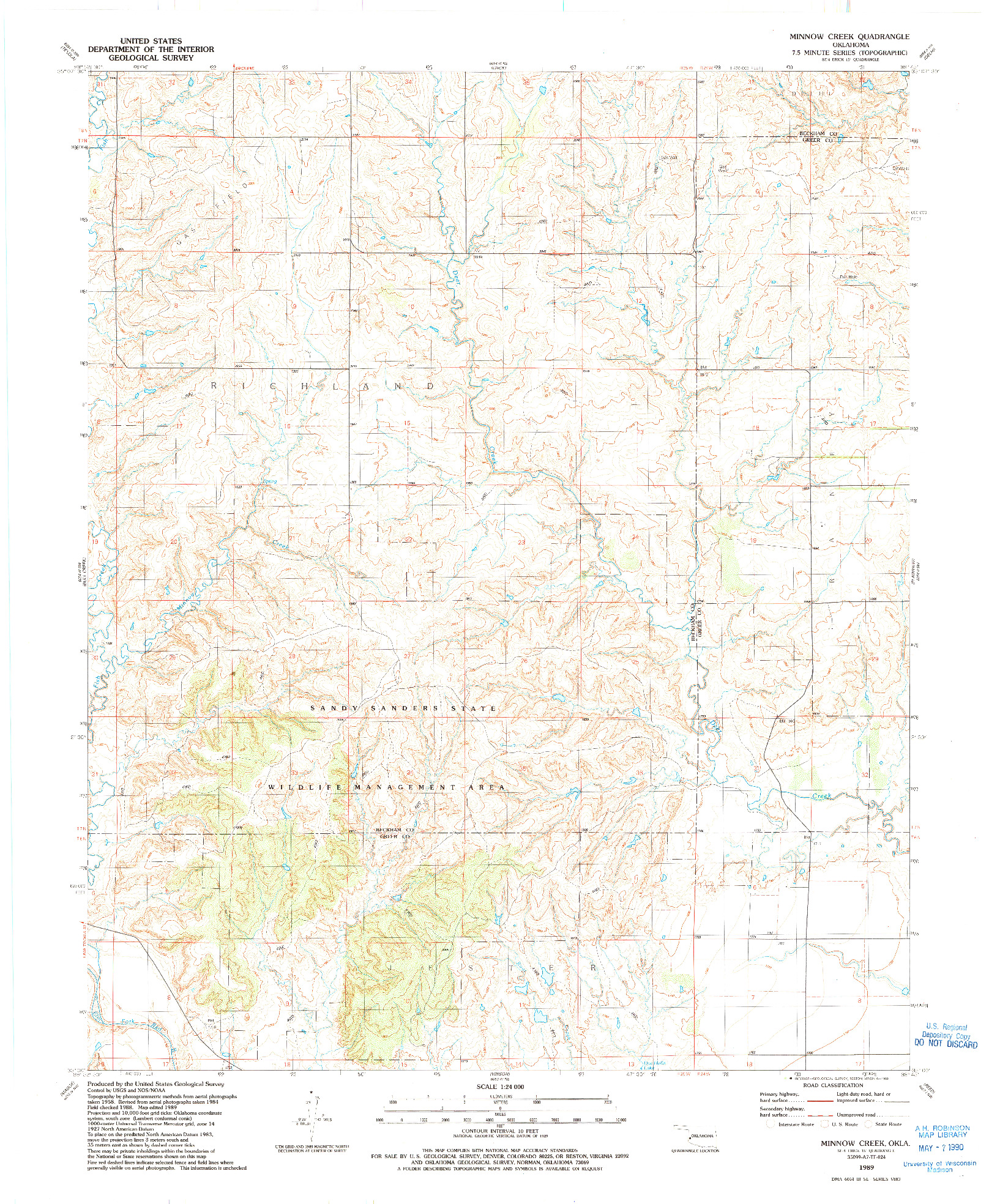 USGS 1:24000-SCALE QUADRANGLE FOR MINNOW CREEK, OK 1989