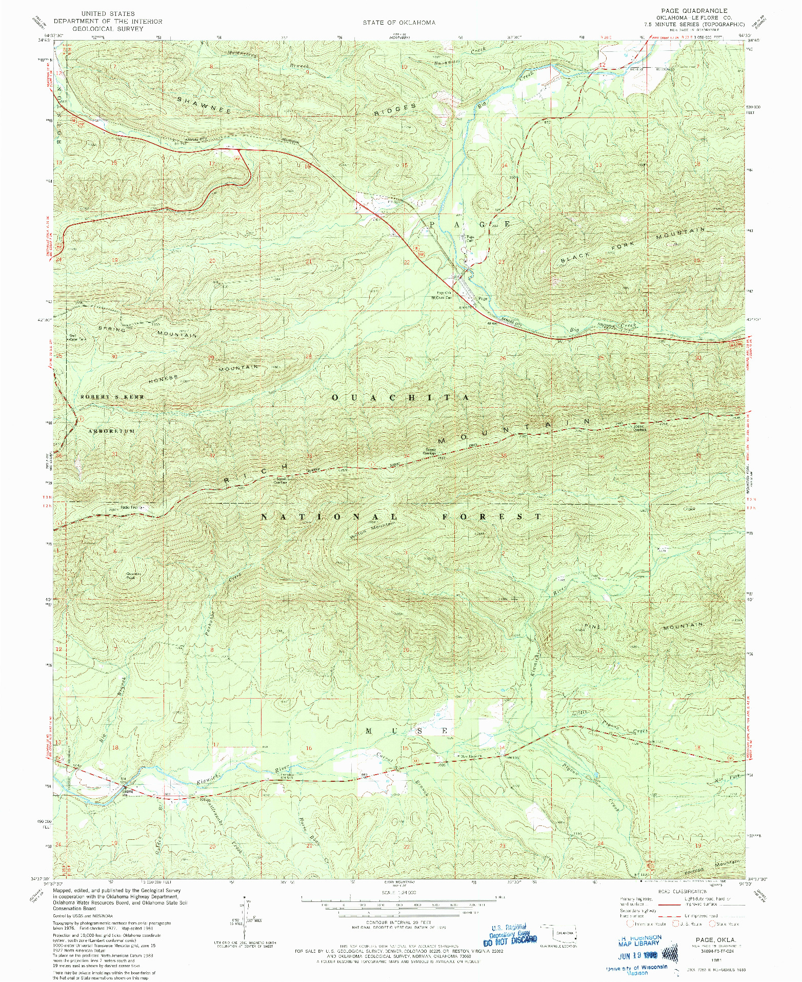USGS 1:24000-SCALE QUADRANGLE FOR PAGE, OK 1981