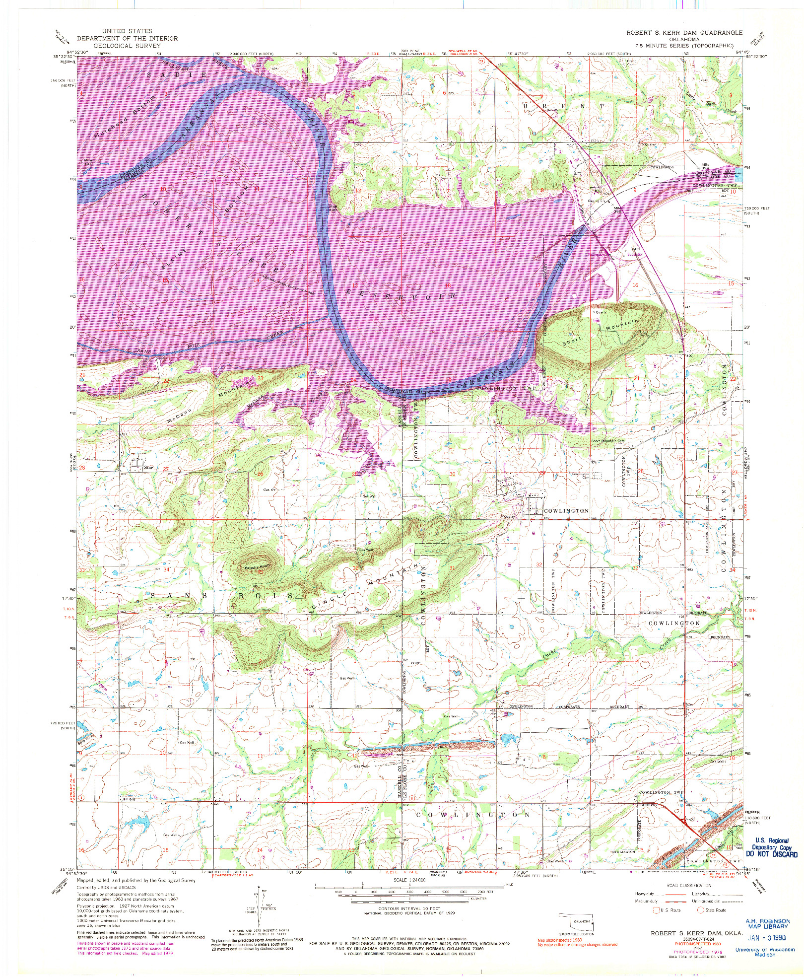 USGS 1:24000-SCALE QUADRANGLE FOR ROBERT S KERR DAM, OK 1967