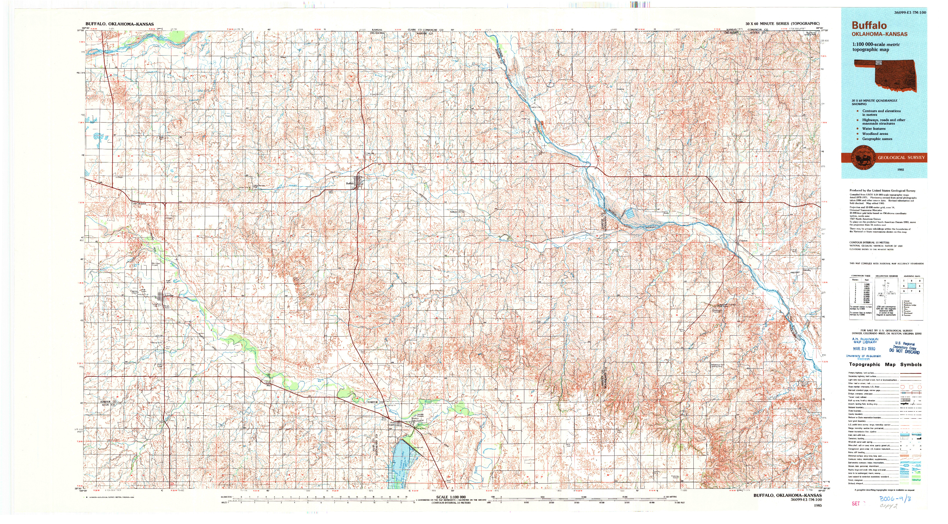 USGS 1:100000-SCALE QUADRANGLE FOR BUFFALO, OK 1985