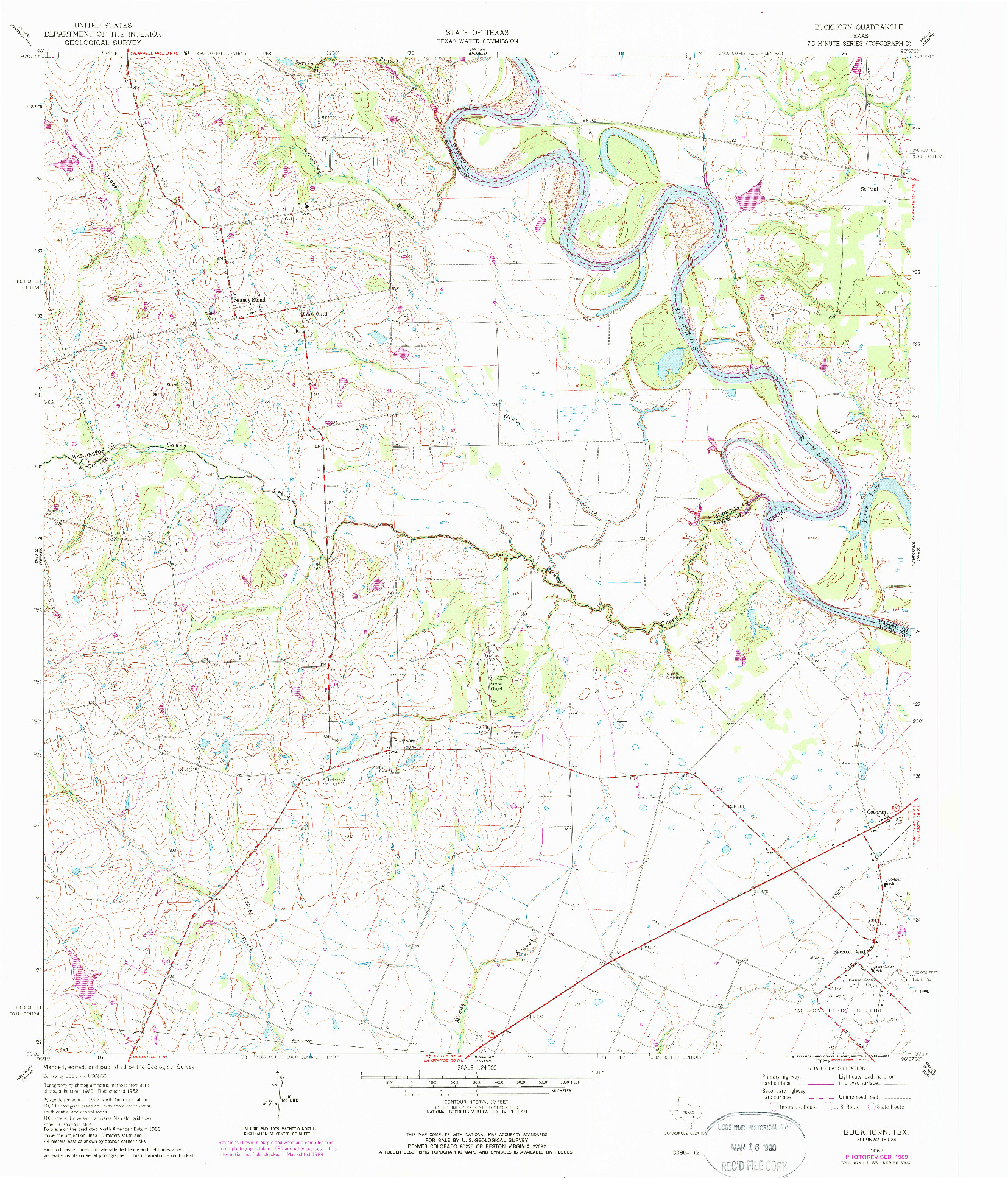 USGS 1:24000-SCALE QUADRANGLE FOR BUCKHORN, TX 1962