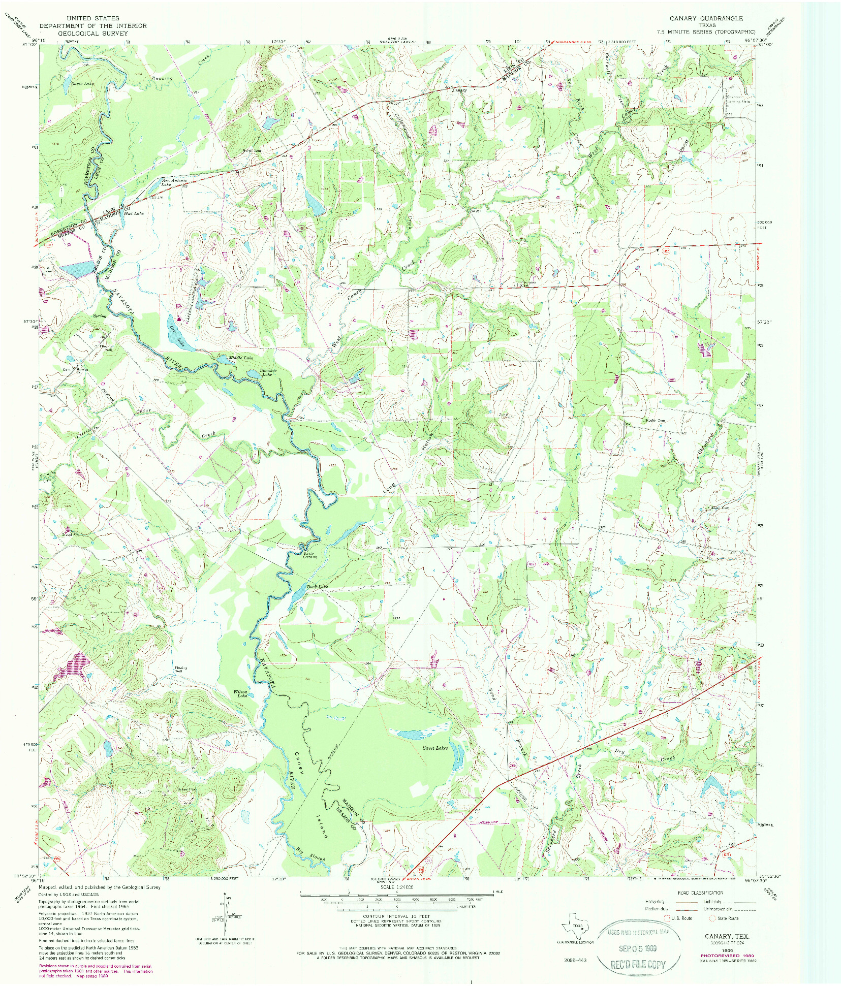USGS 1:24000-SCALE QUADRANGLE FOR CANARY, TX 1965