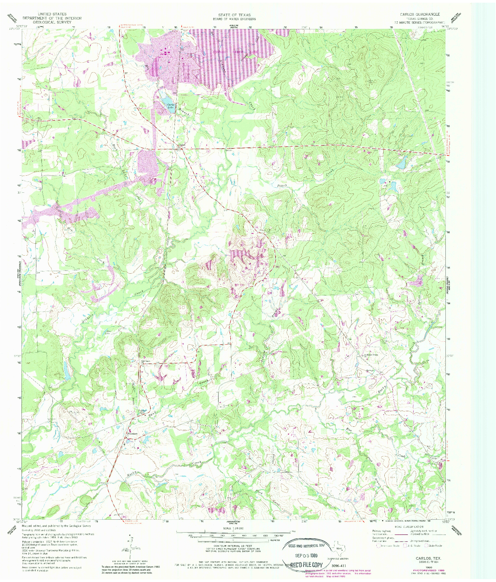 USGS 1:24000-SCALE QUADRANGLE FOR CARLOS, TX 1960