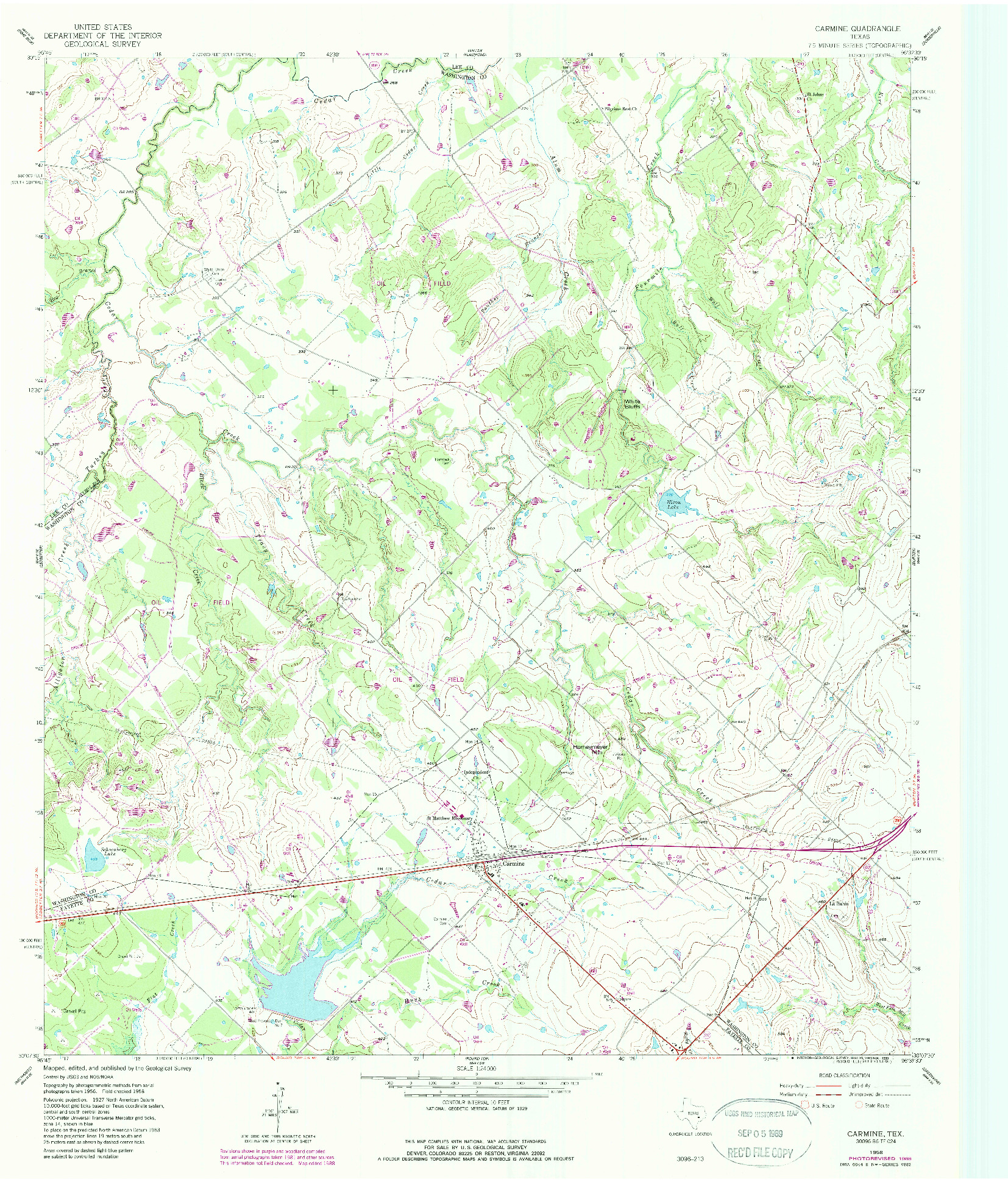 USGS 1:24000-SCALE QUADRANGLE FOR CARMINE, TX 1958