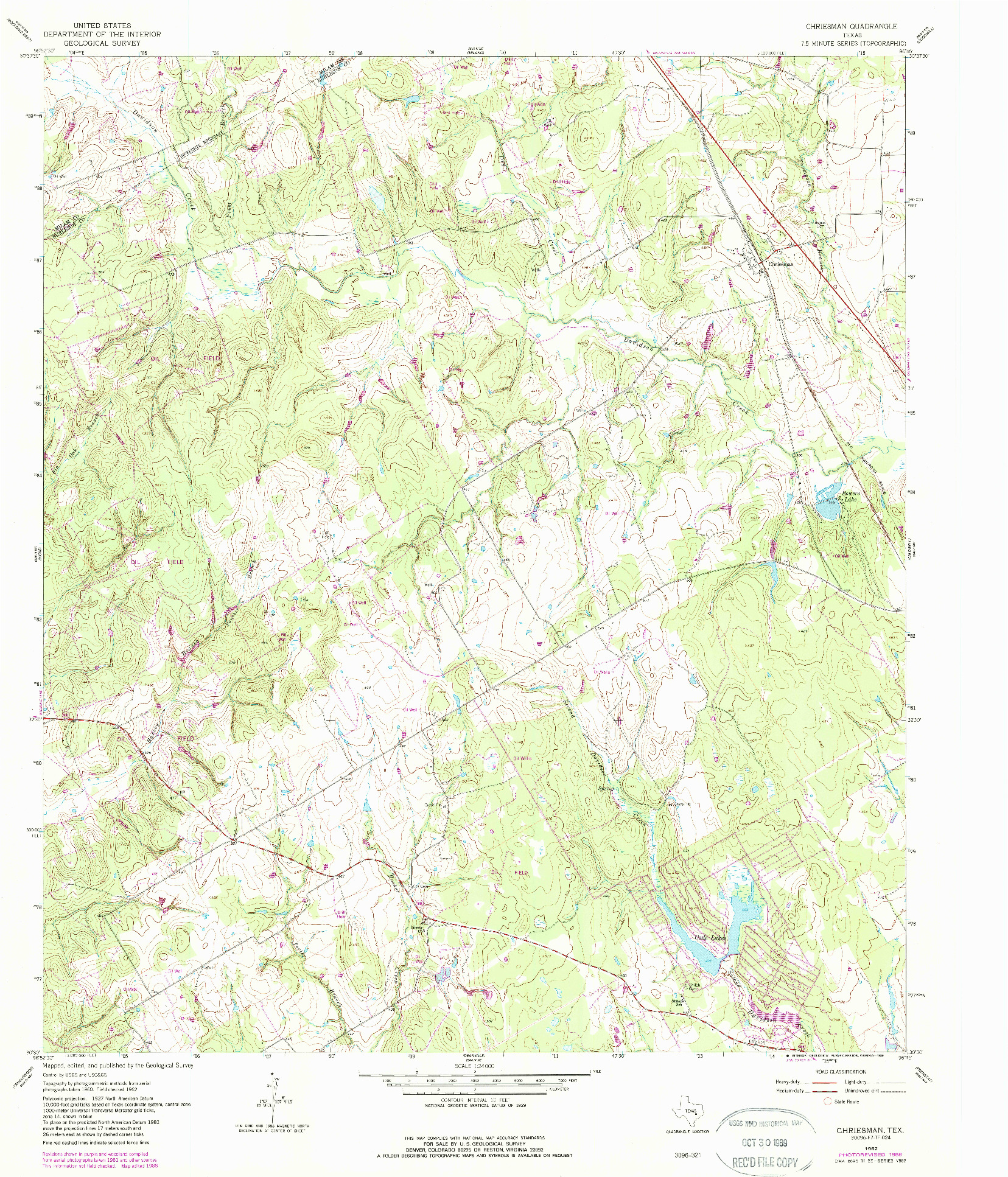 USGS 1:24000-SCALE QUADRANGLE FOR CHRIESMAN, TX 1962